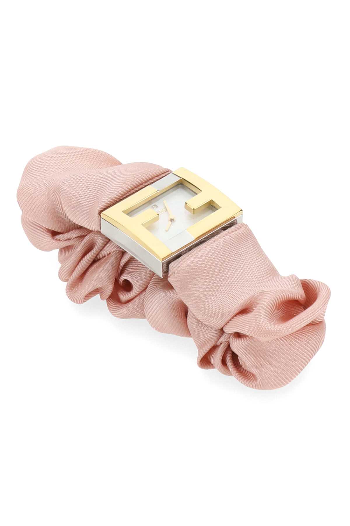 Shop Fendi Stainless Steel And Pink Nylon Mania Baguette Watch In F0tx3