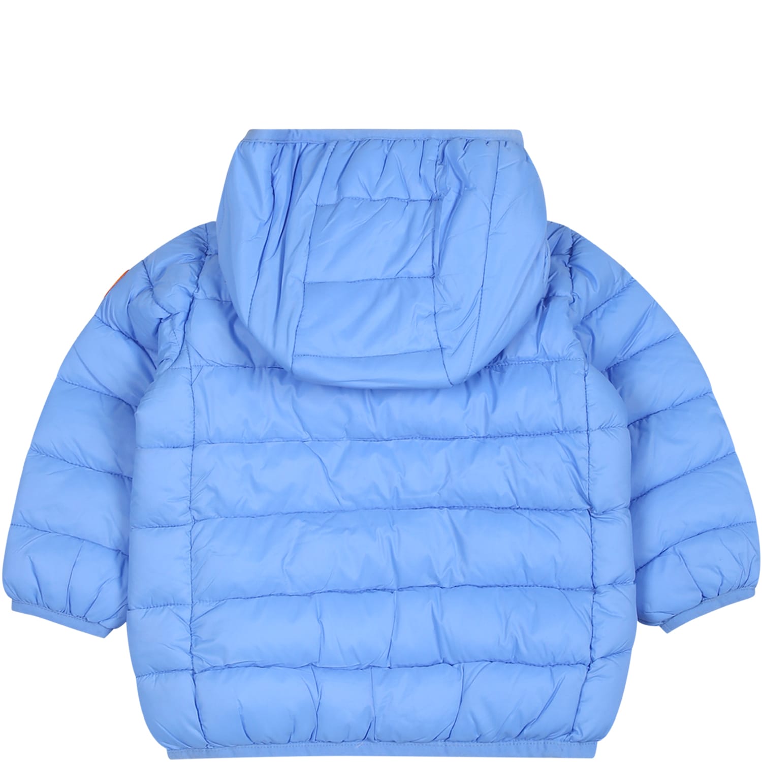 Shop Save The Duck Light Blue Jacket For Baby Boy With Logo
