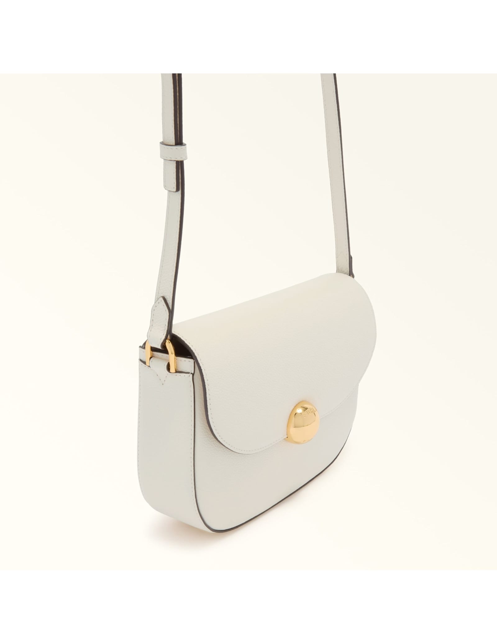 Furla Moonlight S Crossbody Bag In Cream Leather In White