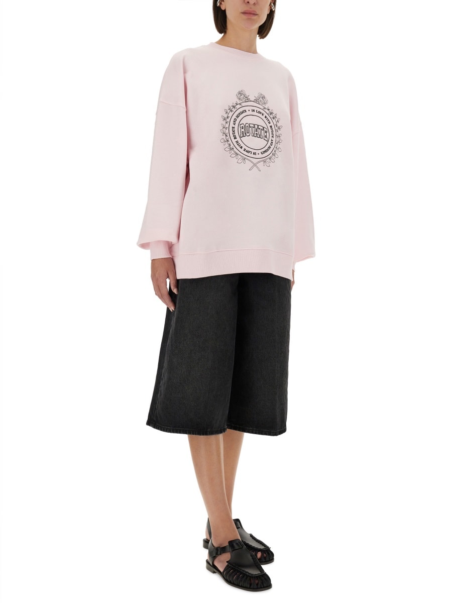 Rotate Birger Christensen Sweatshirt With Logo In Pink
