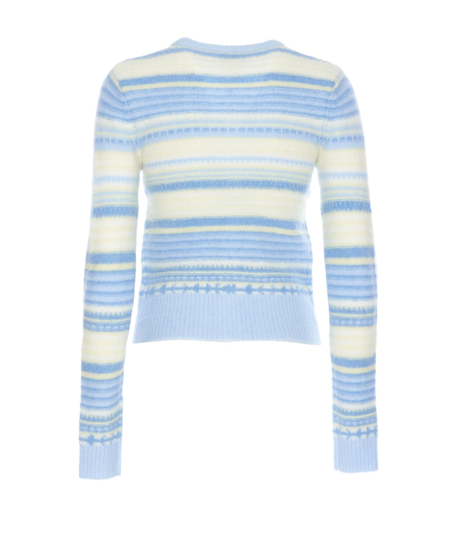 Shop Ganni Blue Striped Soft Wool Cardigan