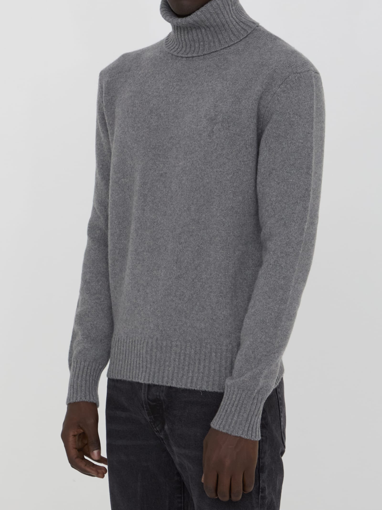 Shop Ami Alexandre Mattiussi Ami De Coeur Sweater In Grey