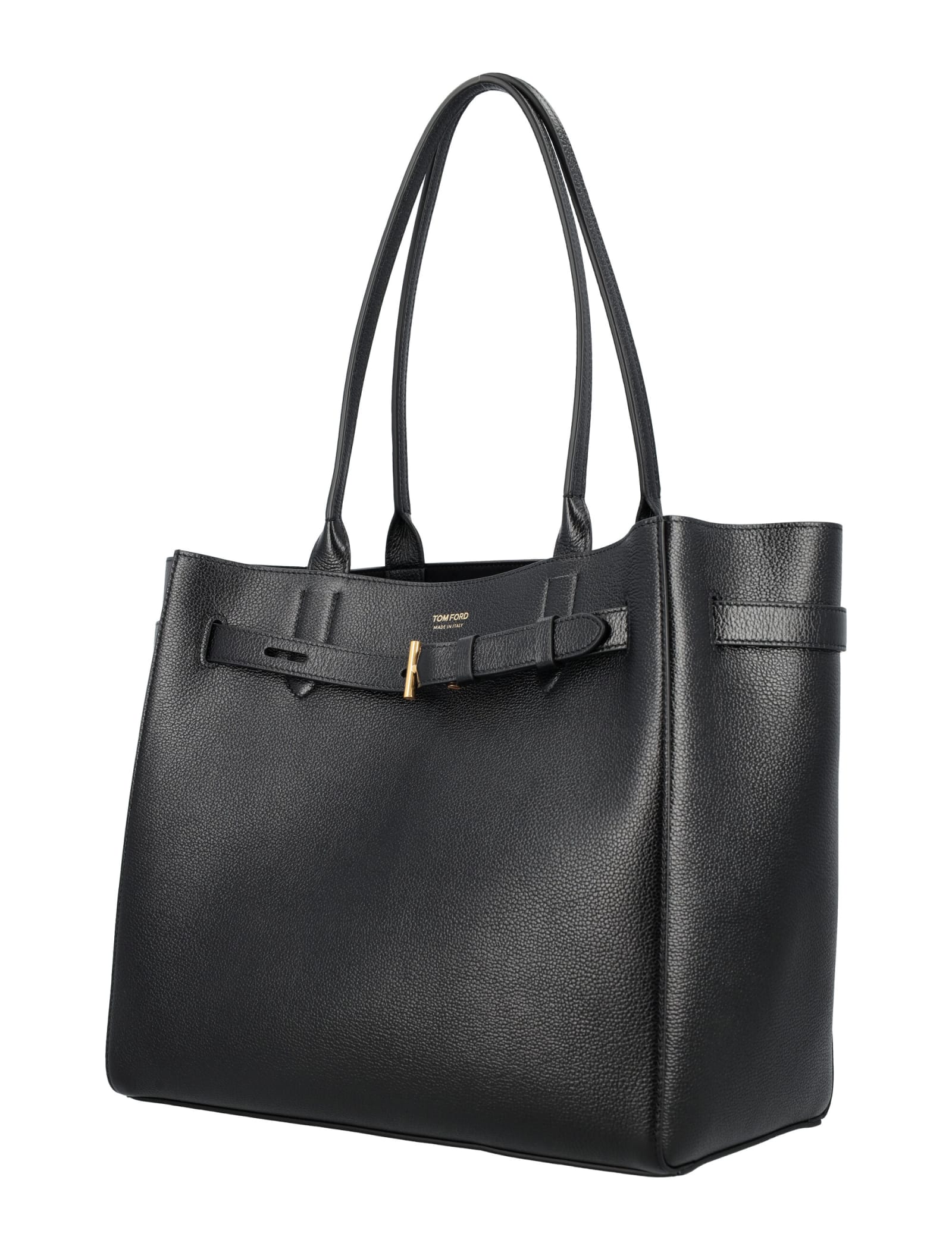 Shop Tom Ford Mini T Medium Tote Bag In Black