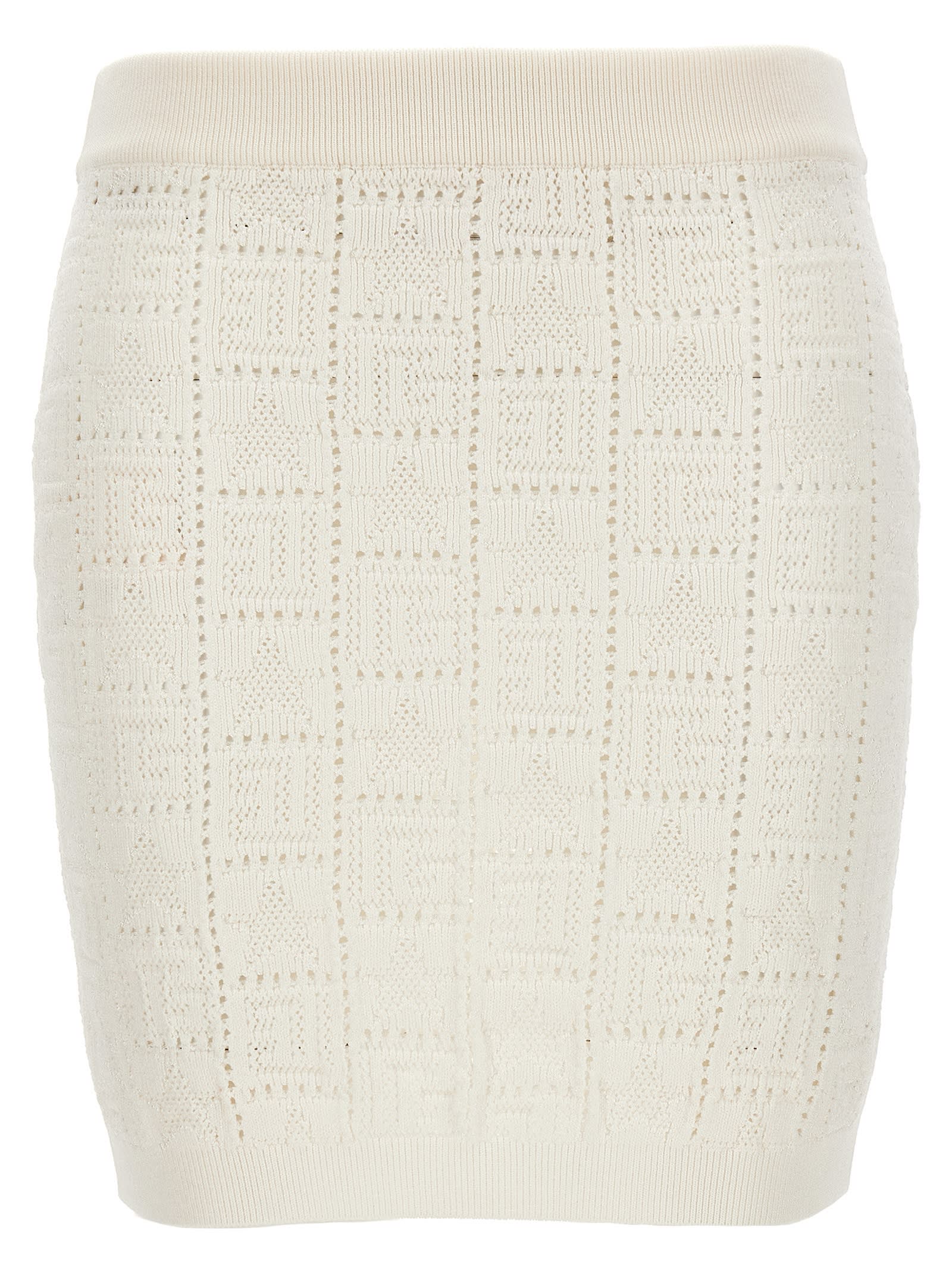Shop Balmain Monogramma Skirt In White