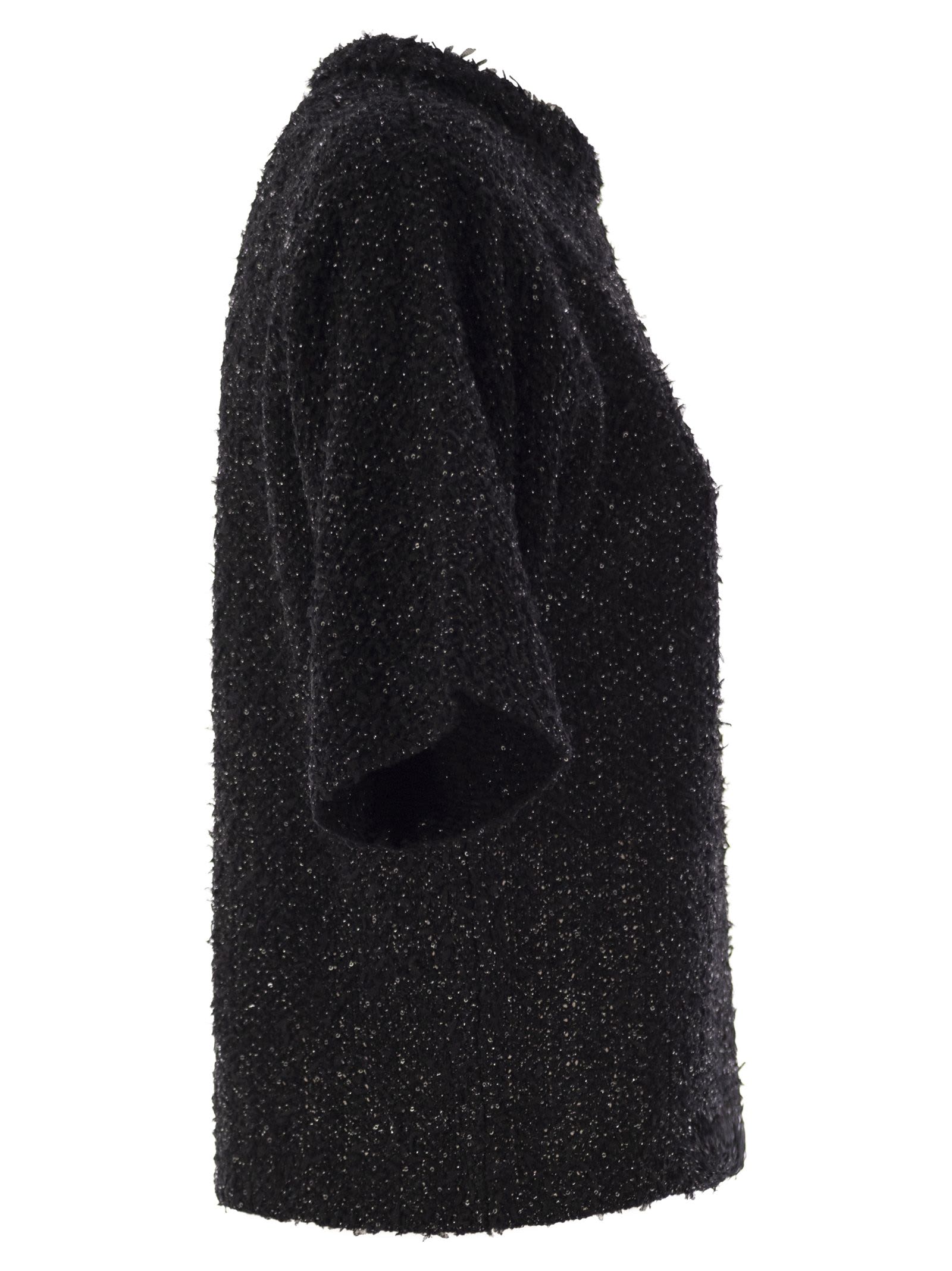 Shop Fabiana Filippi Tweed-effect Crew-neck T-shirt In Black