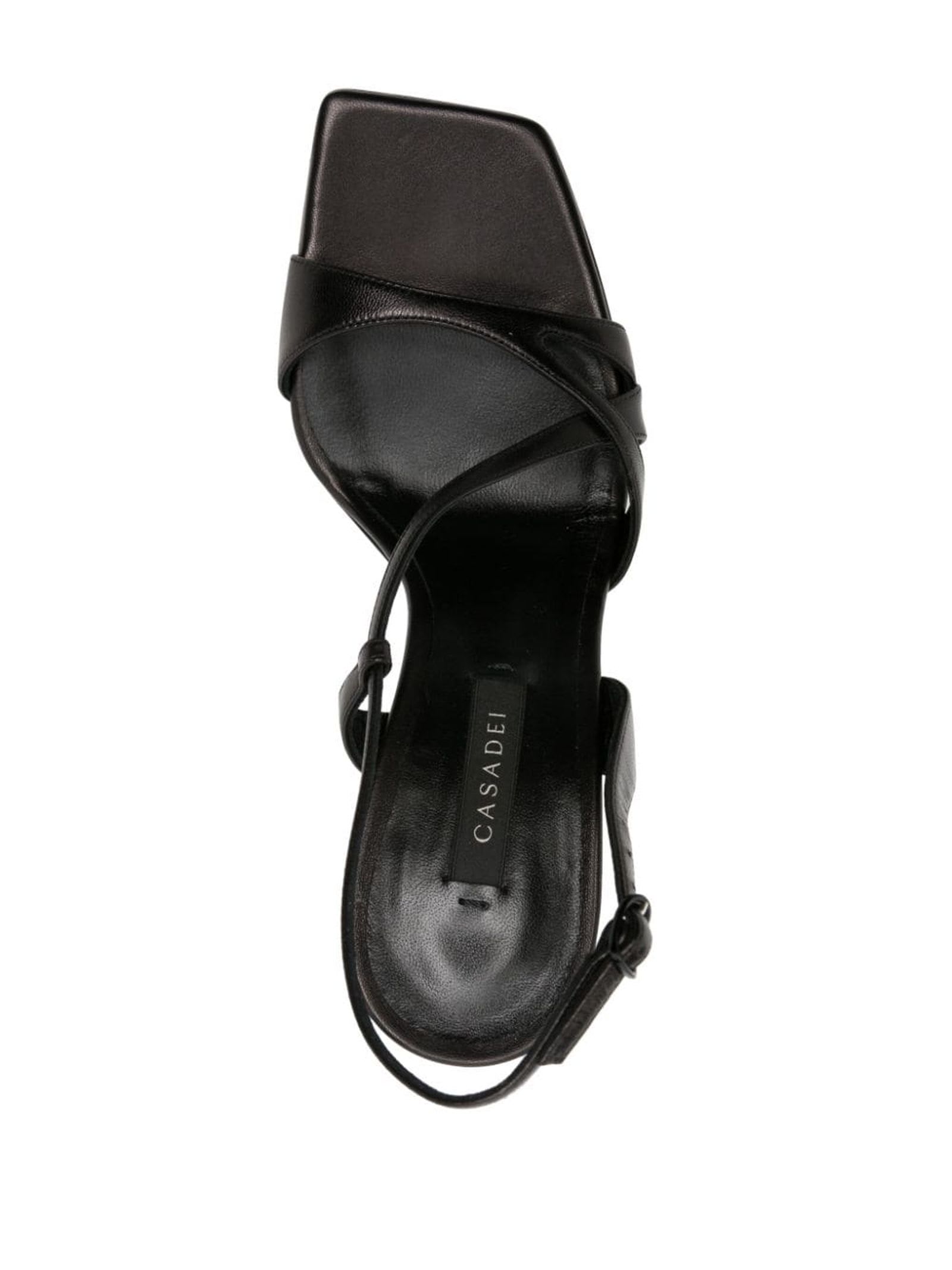 Shop Casadei Geraldine Black Leather Sandals