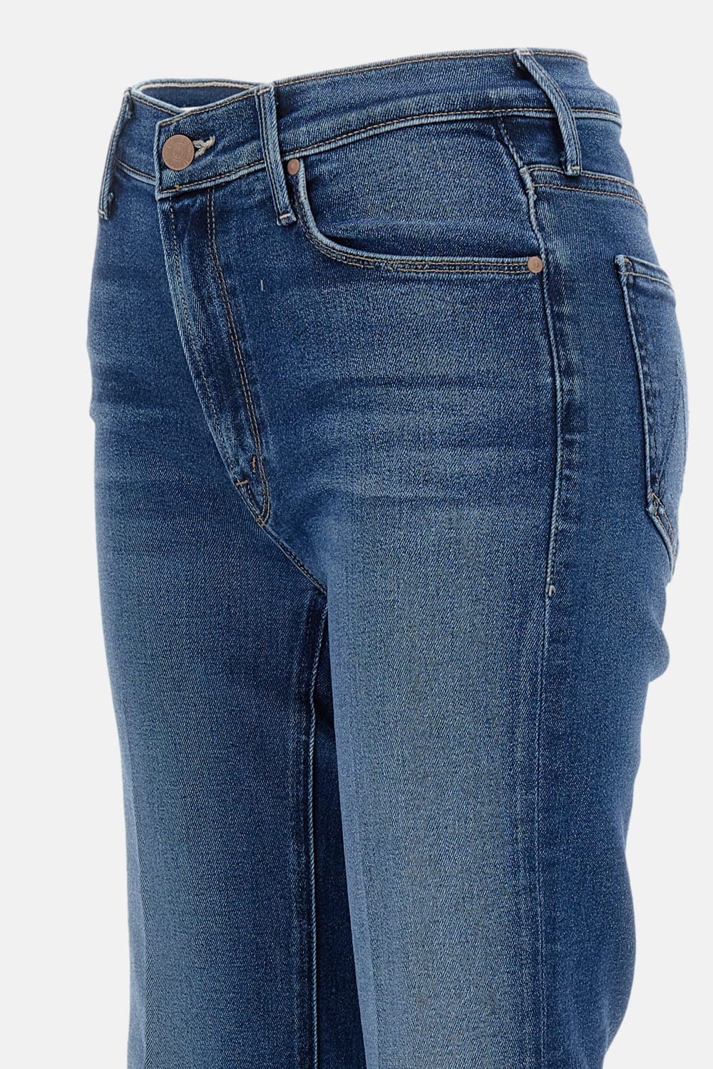 Mother Lil Doozy Fray Flared Jeans In Blue
