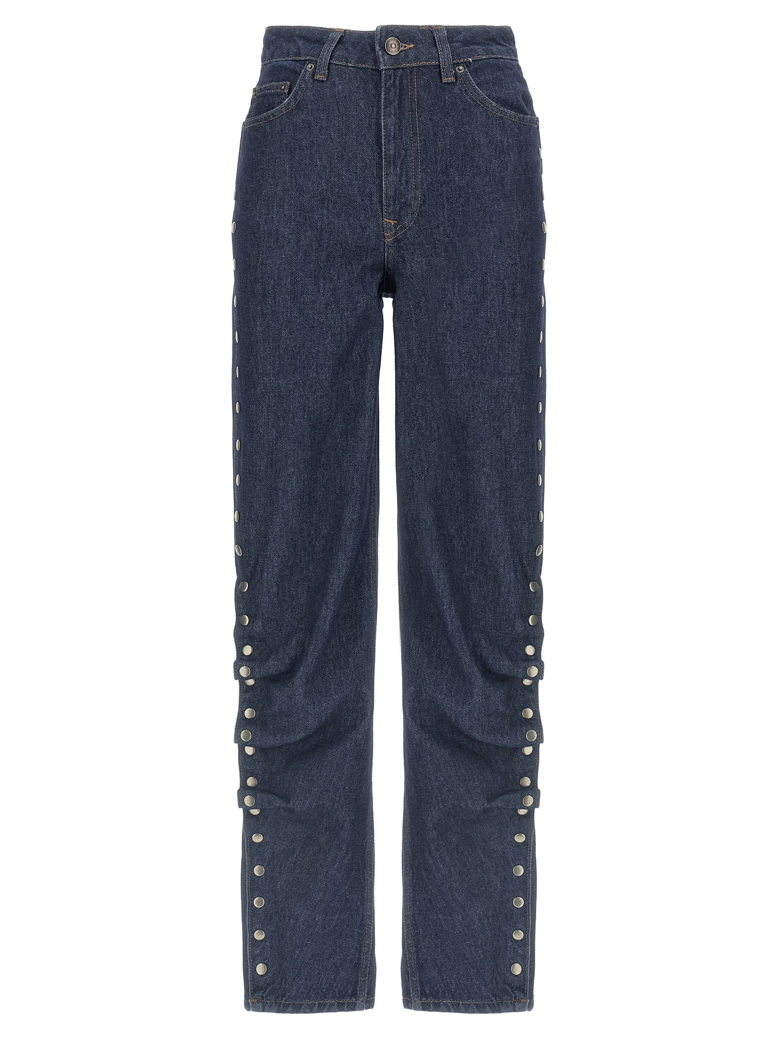 Rotate Birger Christensen Denim Buttoned Jeans In Blue