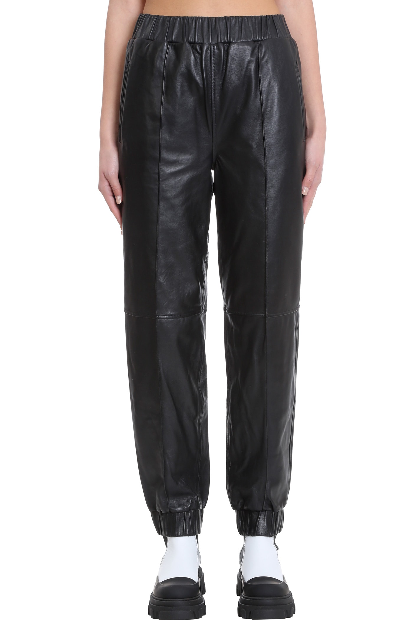 Ganni Pants In Black Leather