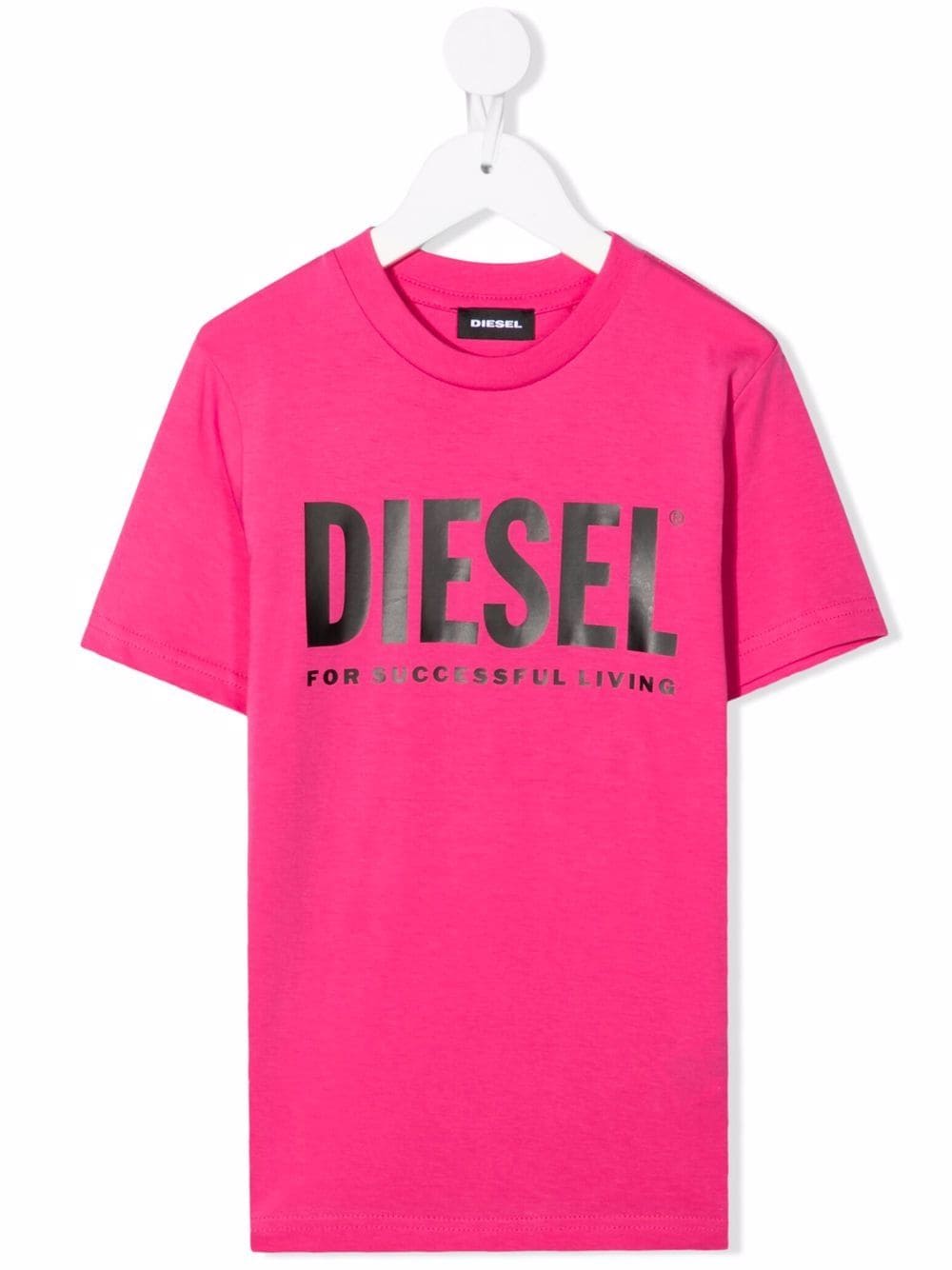 Diesel Kids Fluo Pink T-shirt With Black Oversize Logo