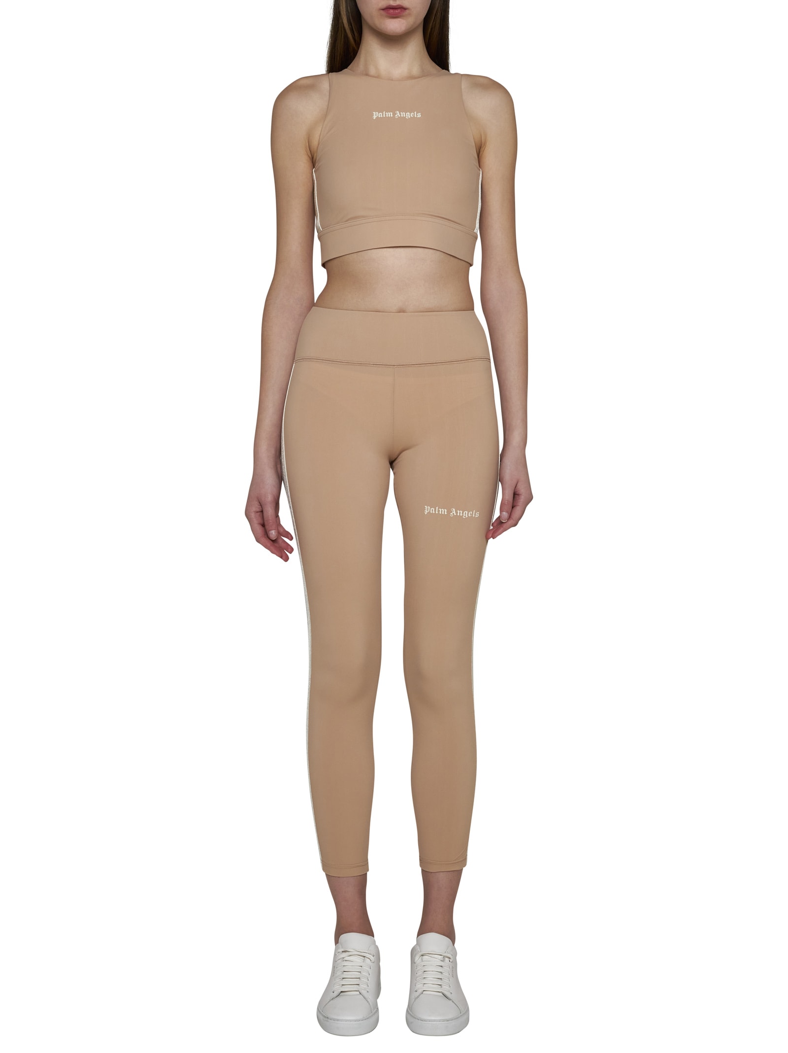 Shop Palm Angels Pants In Nude Off White