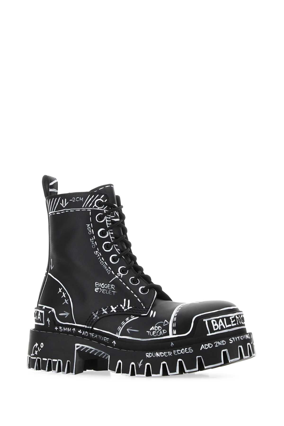 BALENCIAGA PRINTED LEATHER ANKLE BOOTS