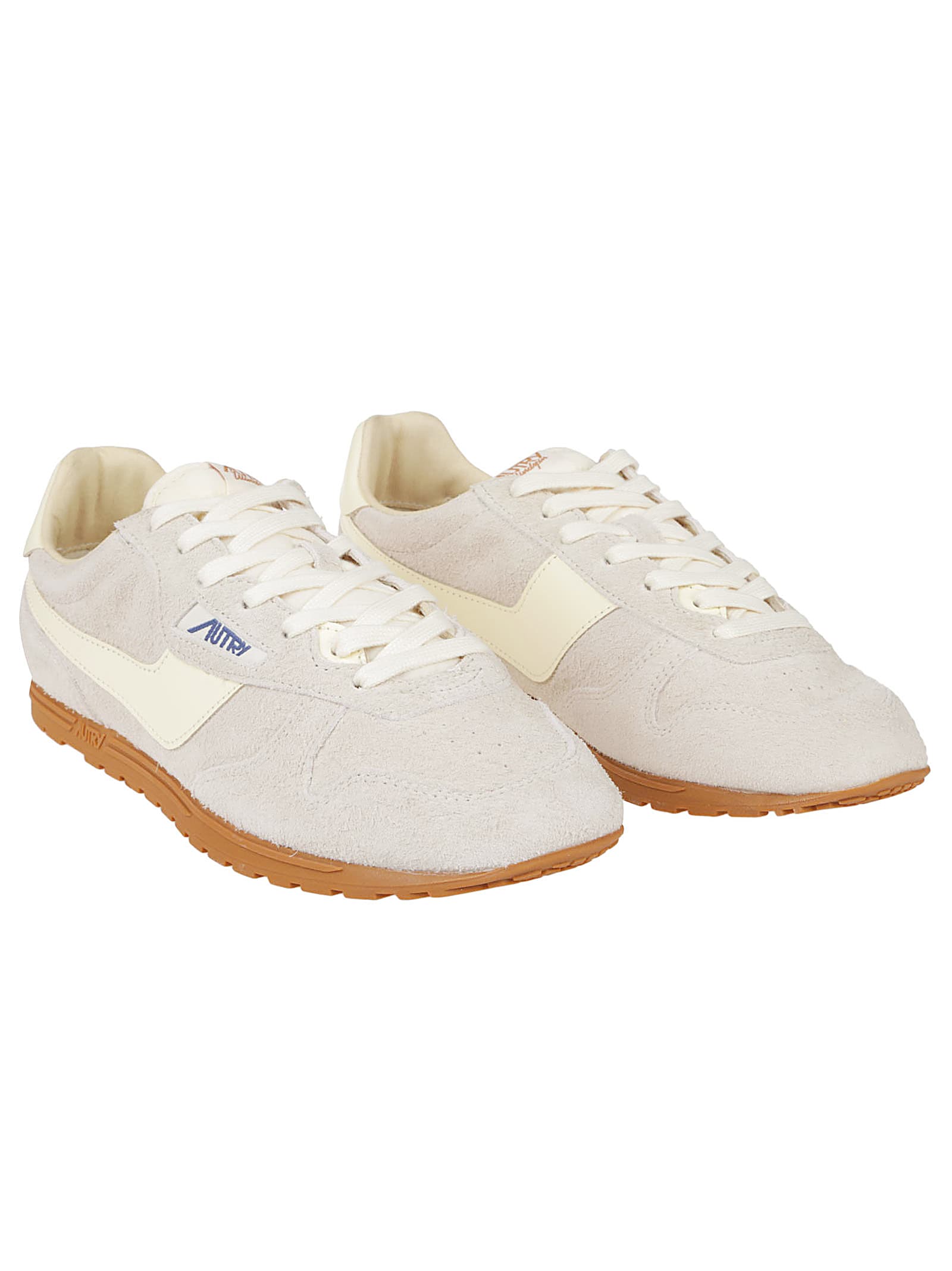Autry 'windspin Low' Beige Sneaker With Logo On The Side And On The Heel In Suede Man In Neutral