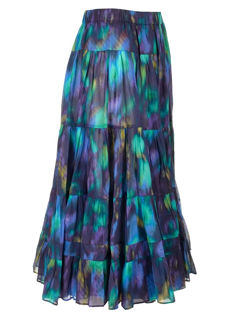 Shop Isabel Marant Tie-dyed Printed Skirt In Blue/green