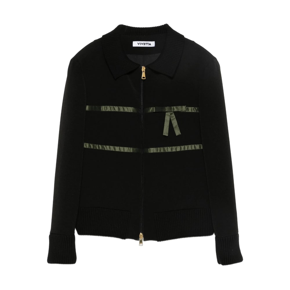 Vivetta Ribbon-detail Zip-up Jacket In Animal Print