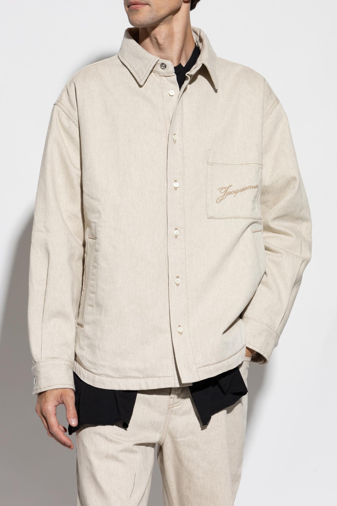 Jacquemus Button-down Shirt Curved Hemline Long Sleeves In Neutral