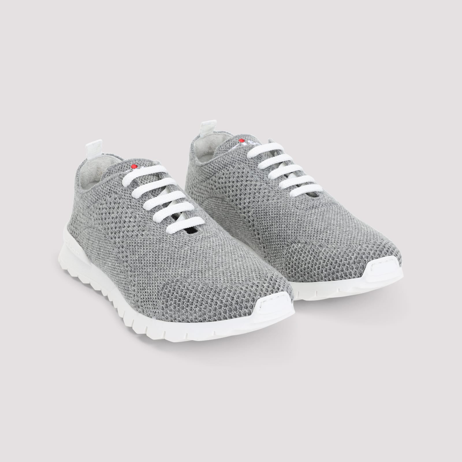 Kiton Fits Low-top Sneakers In Knitted Cashmere In Gray