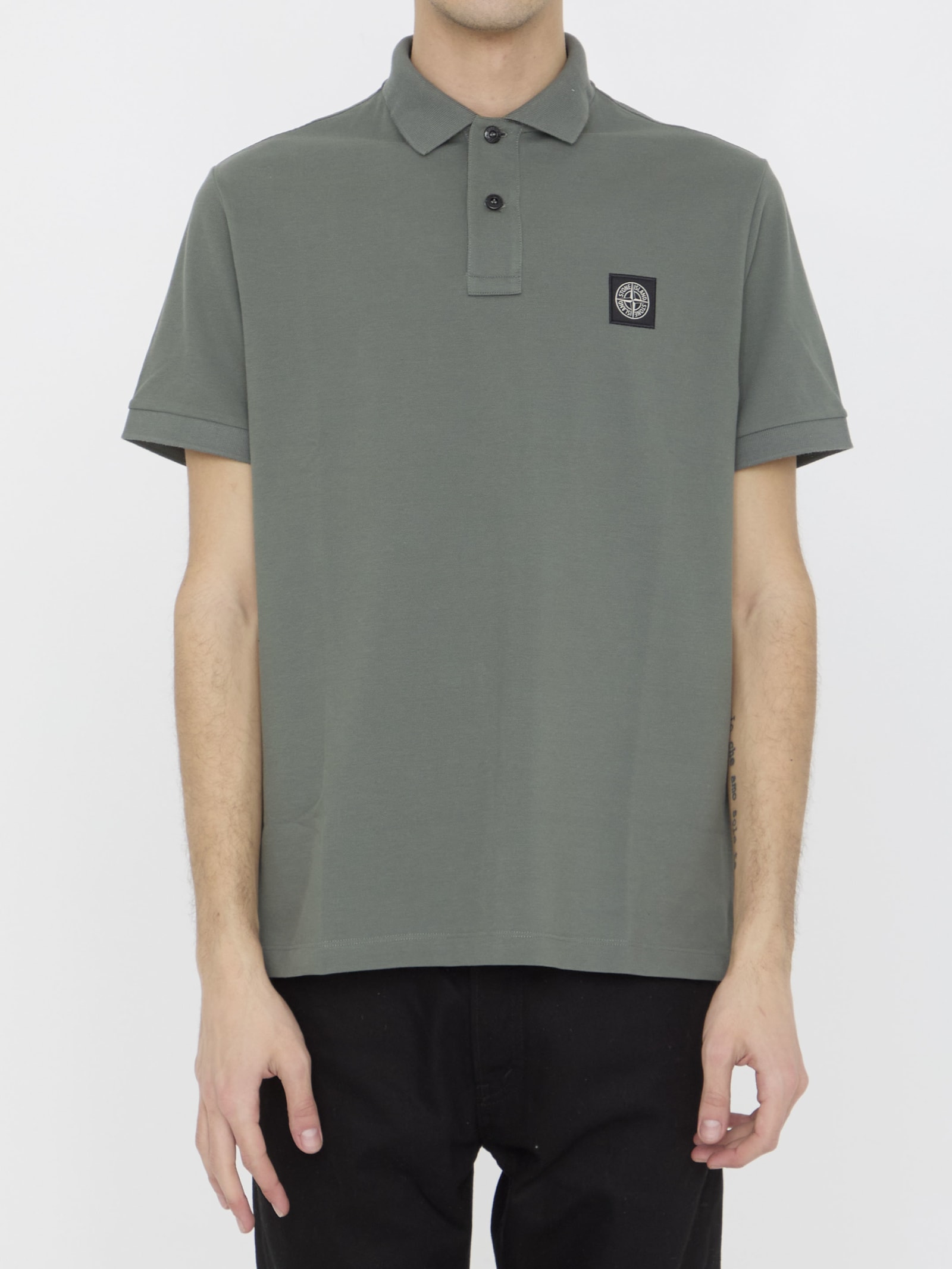 Shop Stone Island Cotton Polo Shirt