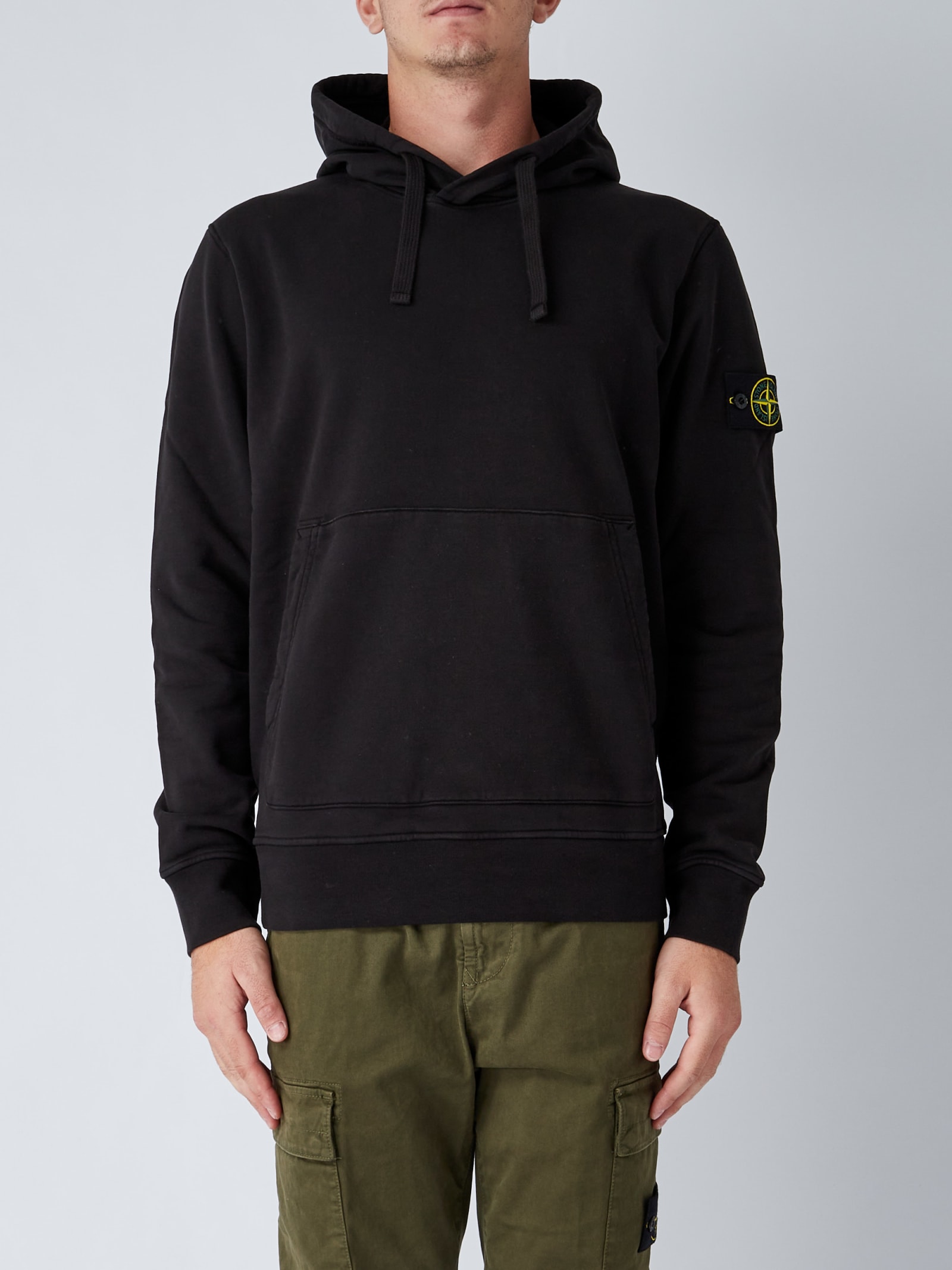 Stone Island Hooded Sweatshirt  In Nero