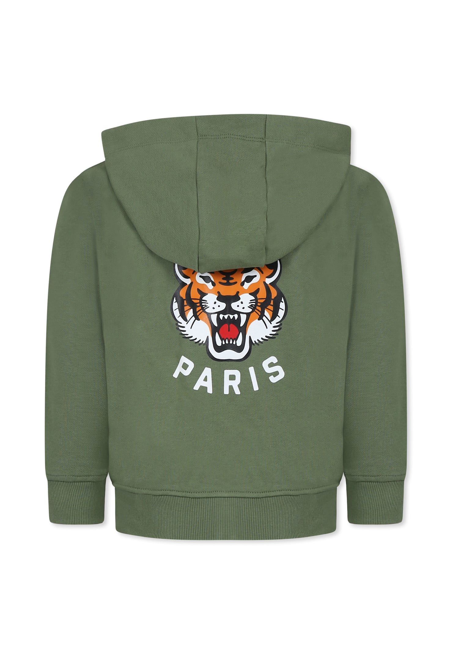 Kenzo Green Sweatshirt For Boy With Lucky Tiger In Green