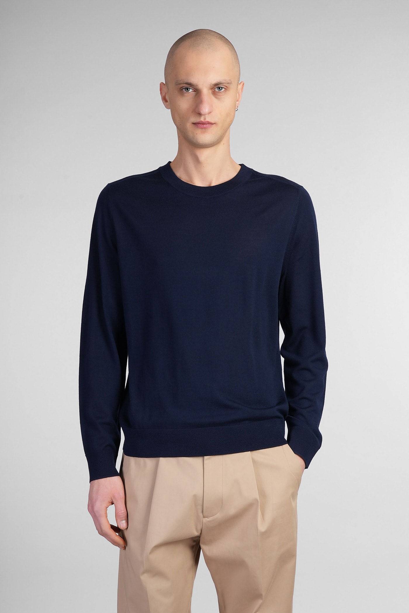 Paul Smith Dark Navy Merino Wool Sweater Blue In Blue