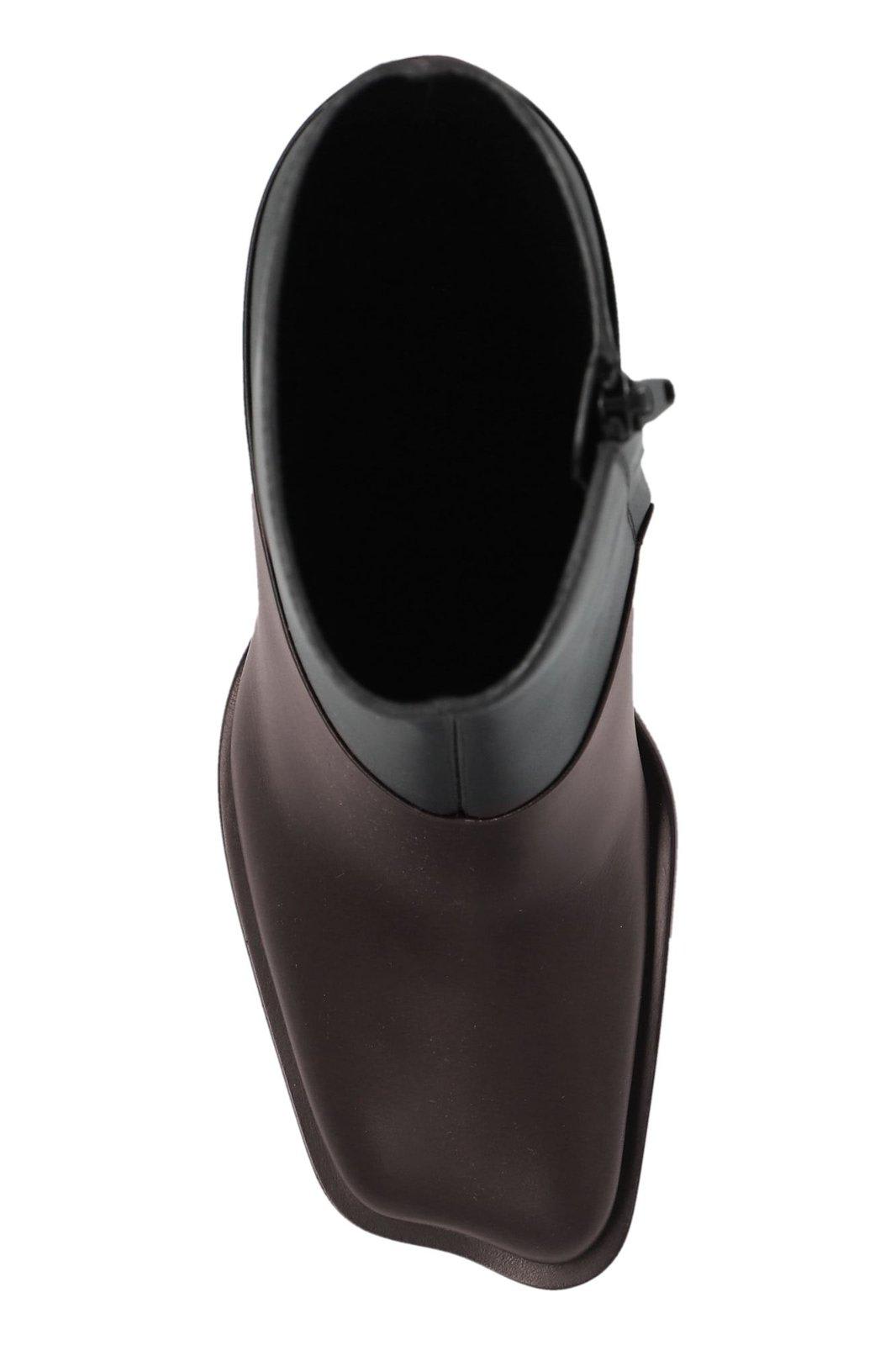 Loewe Two-tone Leather Onda Ankle Boots In Black, Dark Brown