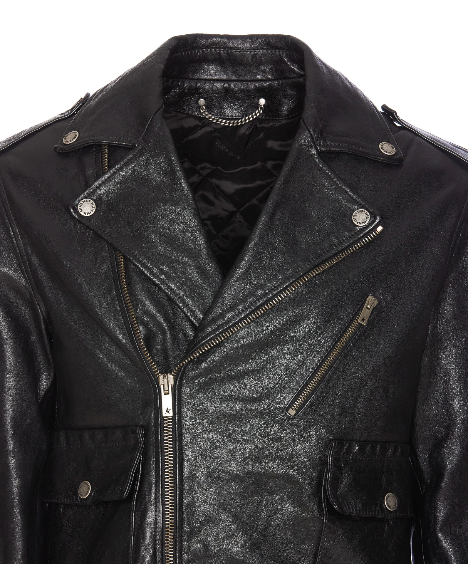 Shop Golden Goose Leather Jacket In Black