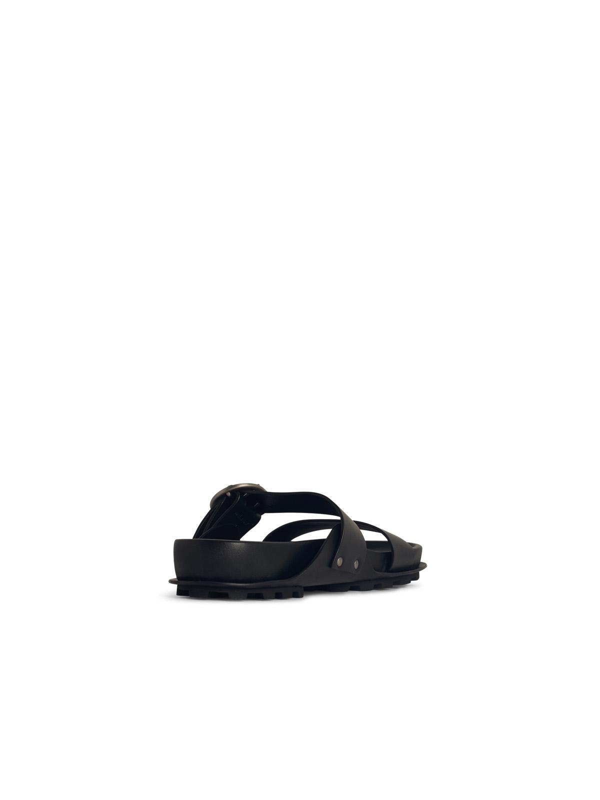 Jil Sander Black Leather Slippers Men In Black