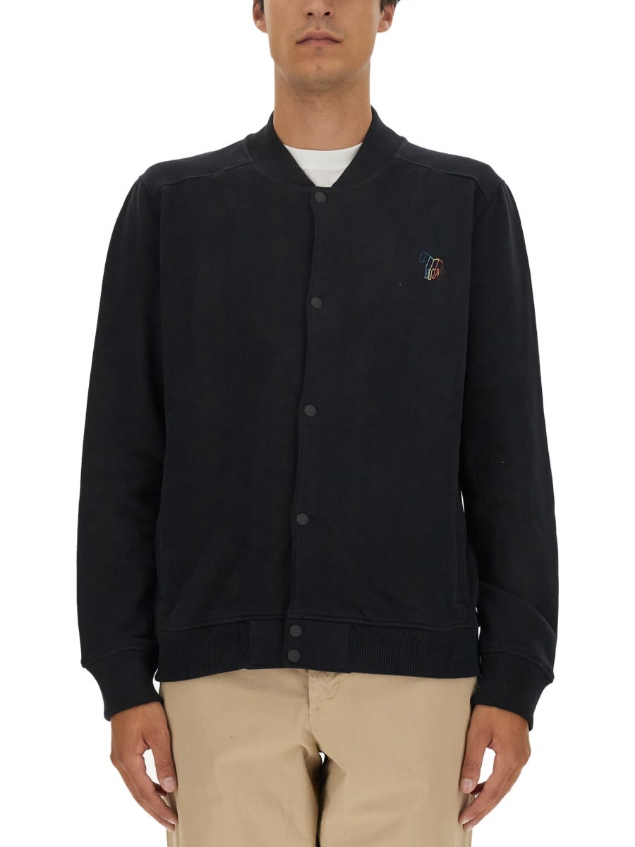 Shop Ps By Paul Smith Bomber Jacket With Logo Embroidery In Black