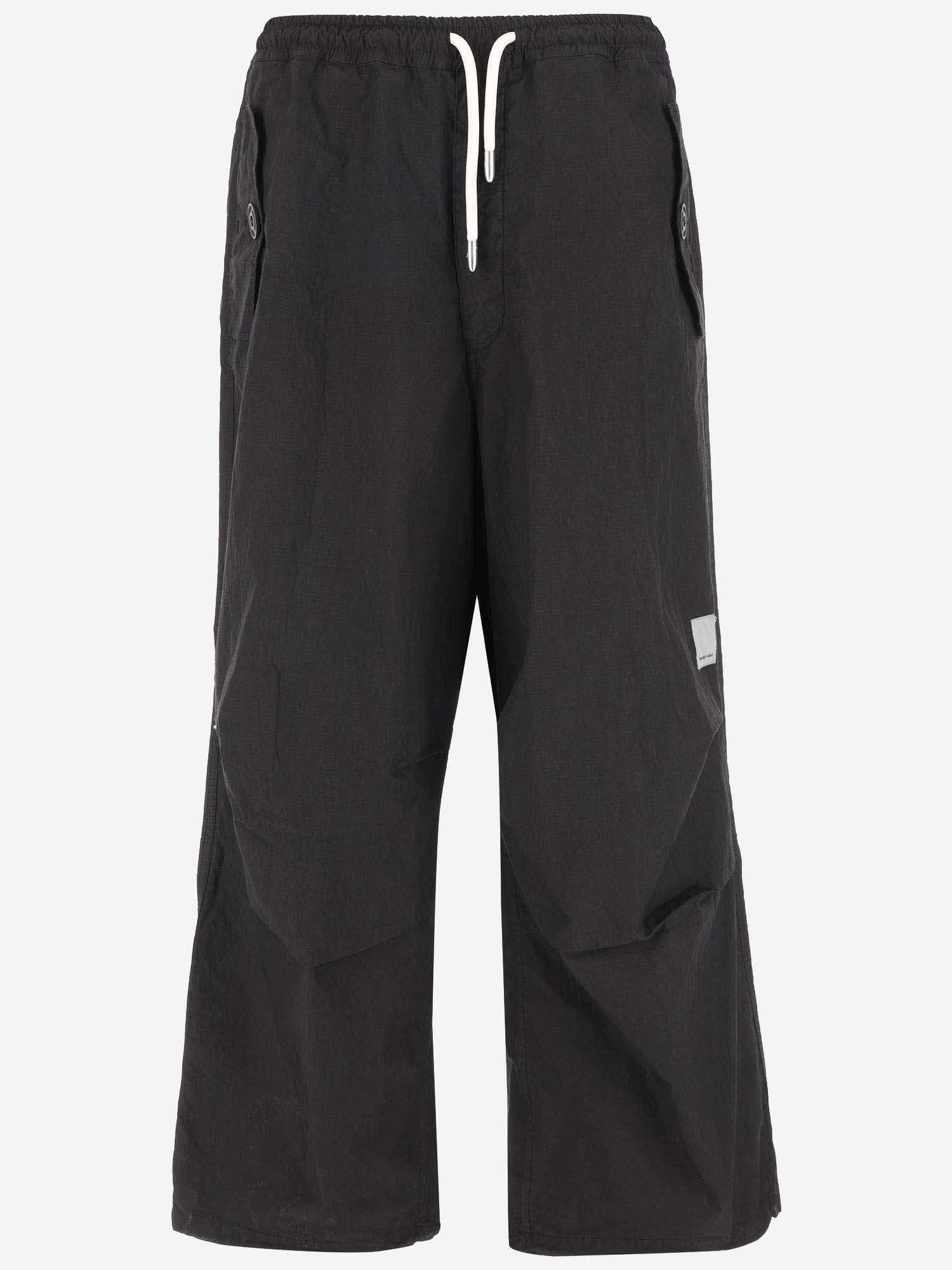 Shop Emporio Armani Cotton Blend Wide Leg Pants In Black