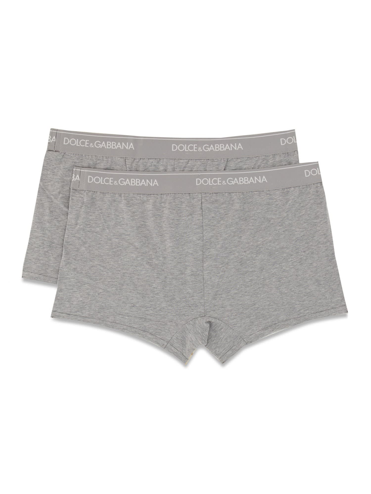 Shop Dolce & Gabbana Pack Of Two Boxers In Grigio Melange