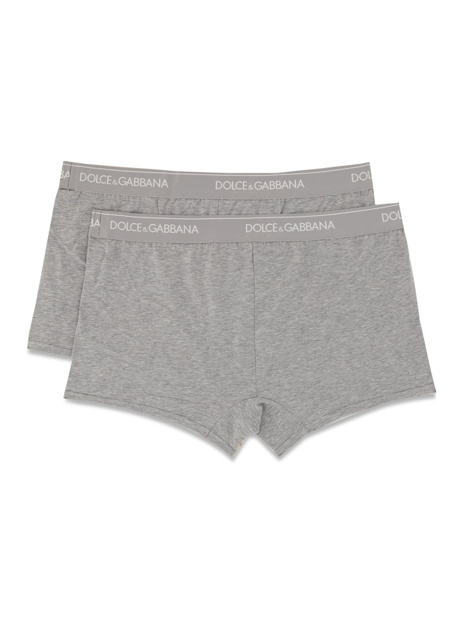 Shop Dolce & Gabbana Pack Of Two Boxers In Melange Grigi