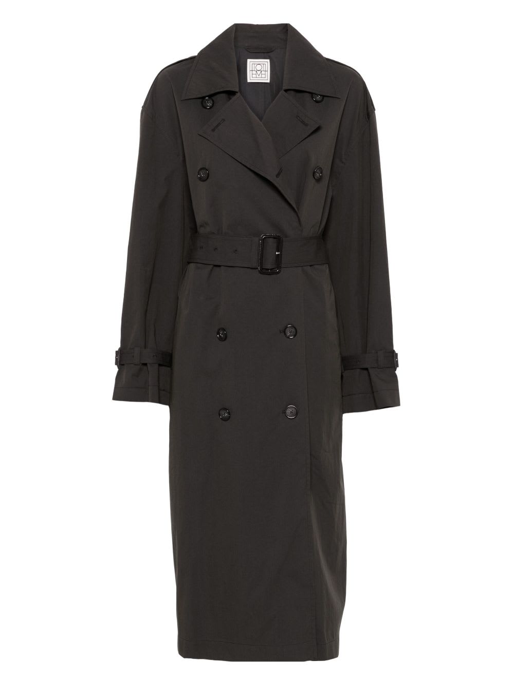 Totême Cotton Blend Trench Coat In Black
