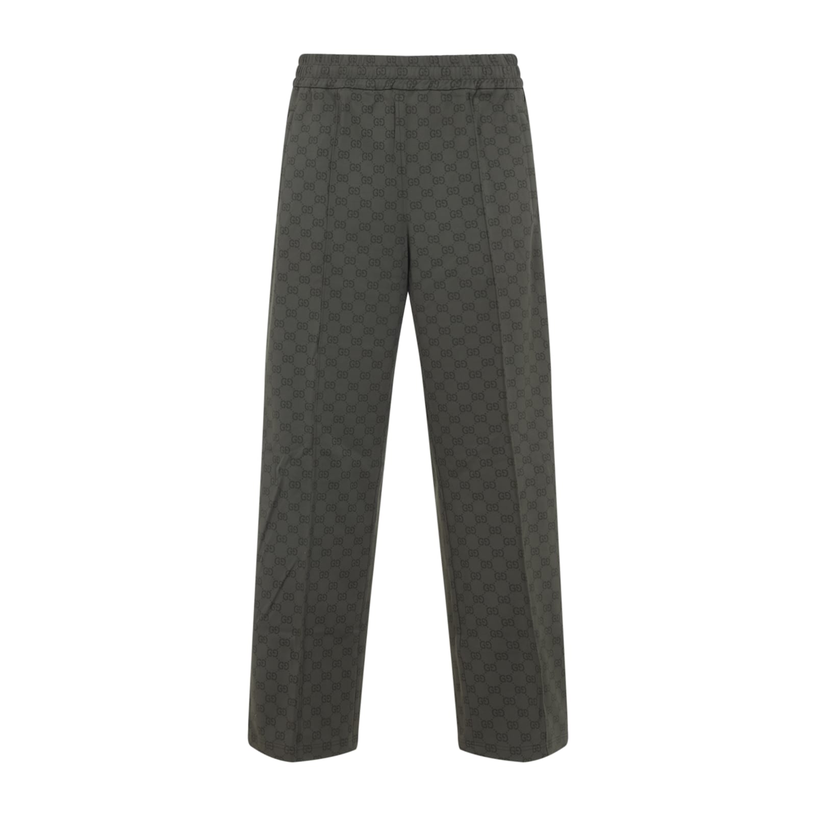 Gucci Straight-leg Trousers In Subtle Checkered Pattern In Gray