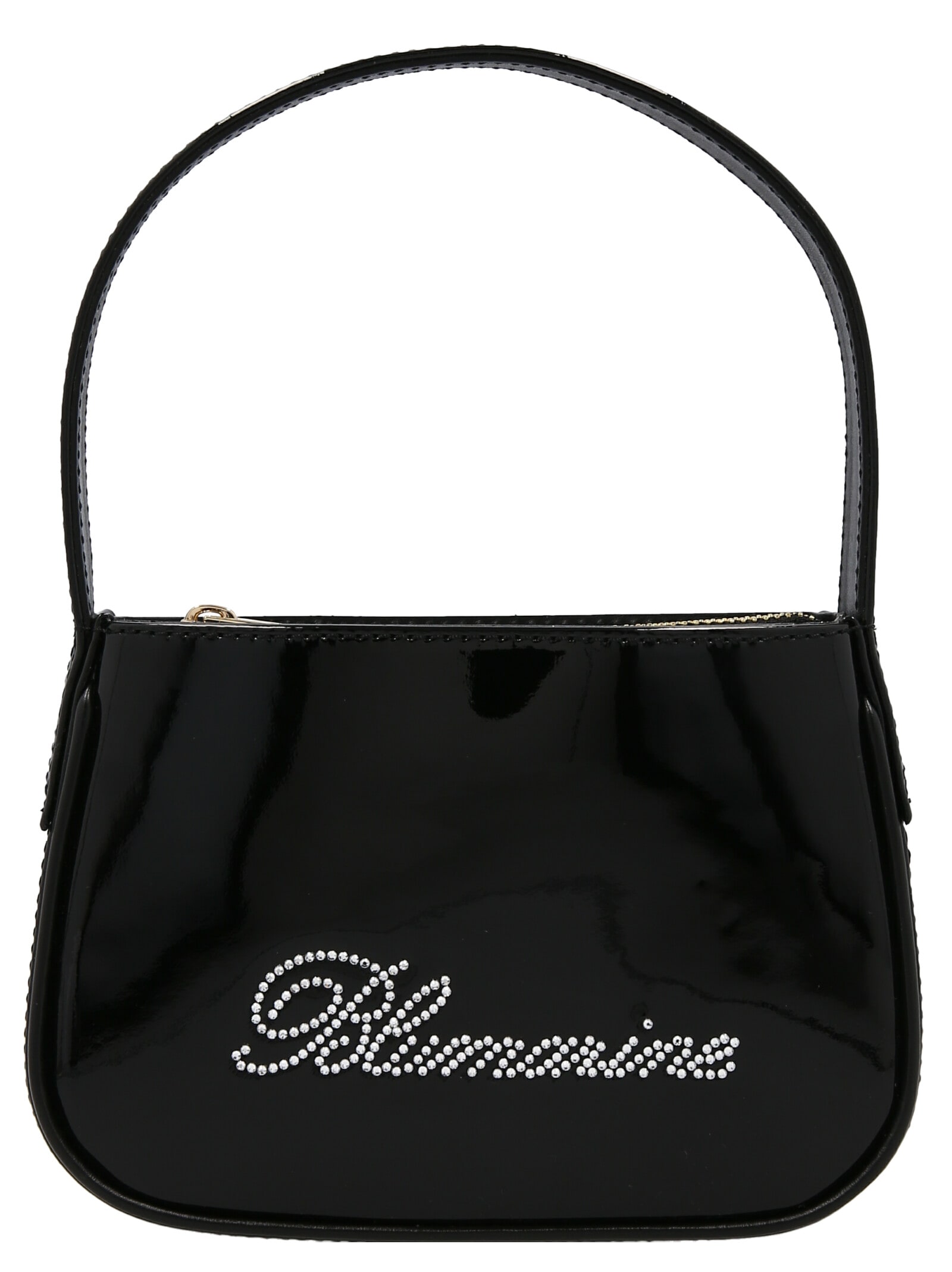 Blumarine Crystal Logo Handbag In Nero