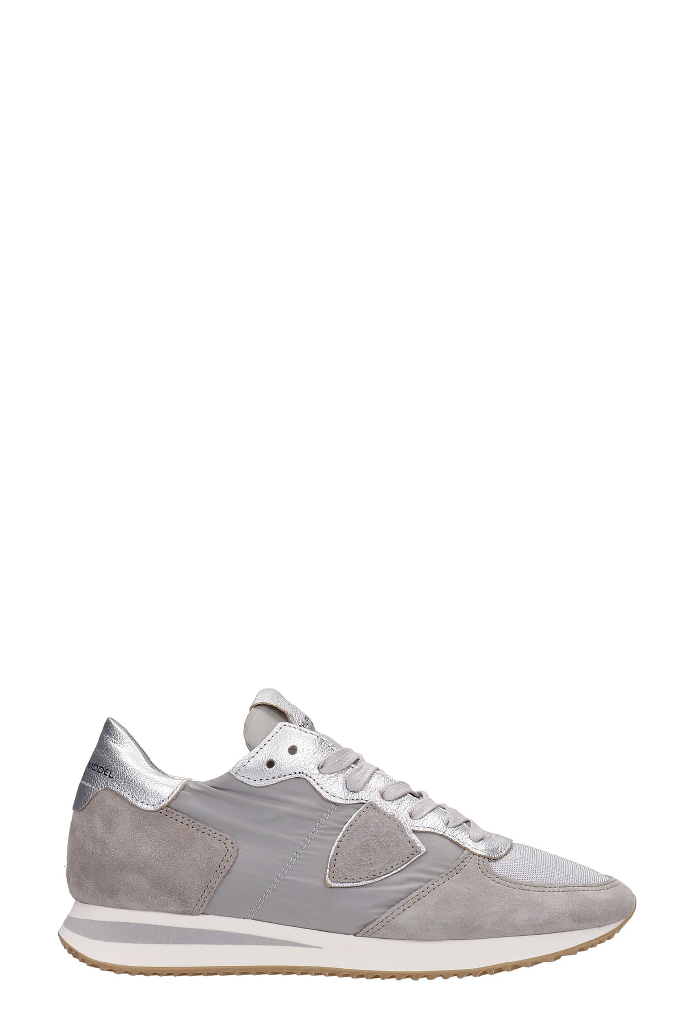 Philippe Model Trpx Sneakers In Silver Suede And Fabric