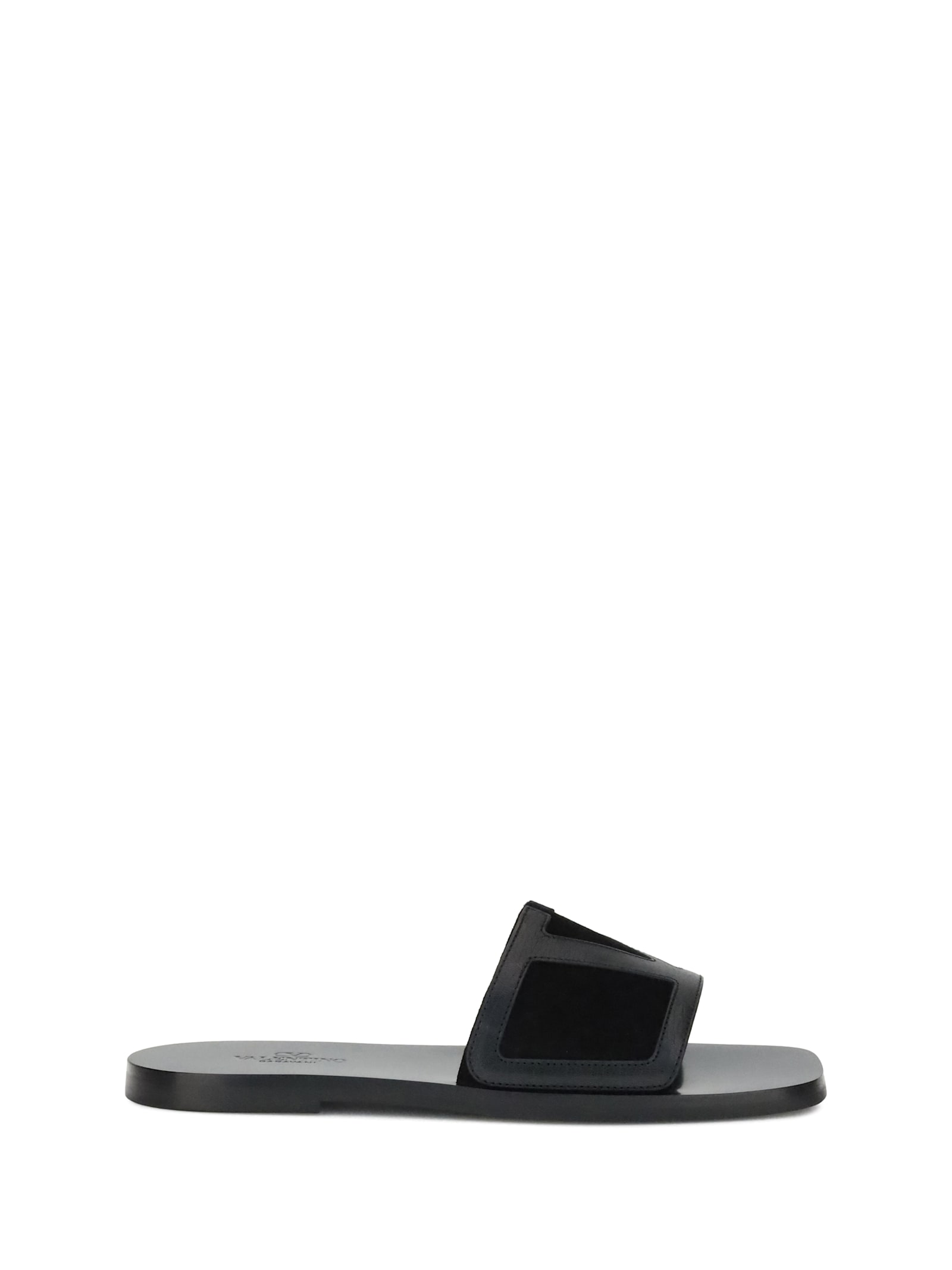 Valentino Garavani Black Sandals With Vlogo Detail On The Front In Tech Fabric Man