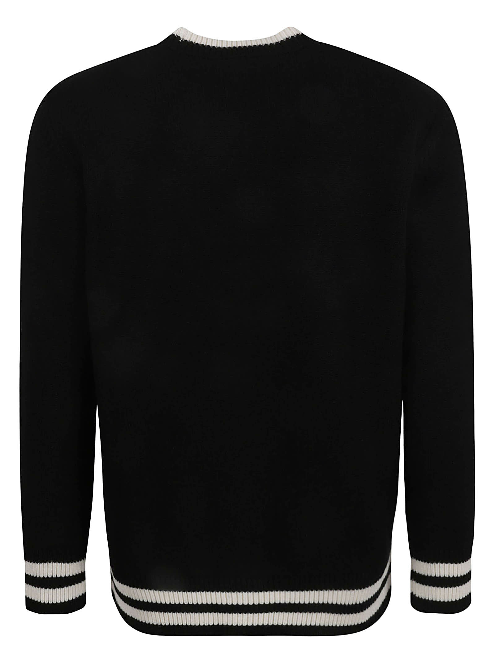 Shop Alexander Mcqueen Skull Logo Stripe Trim Sweater In Black/ivory