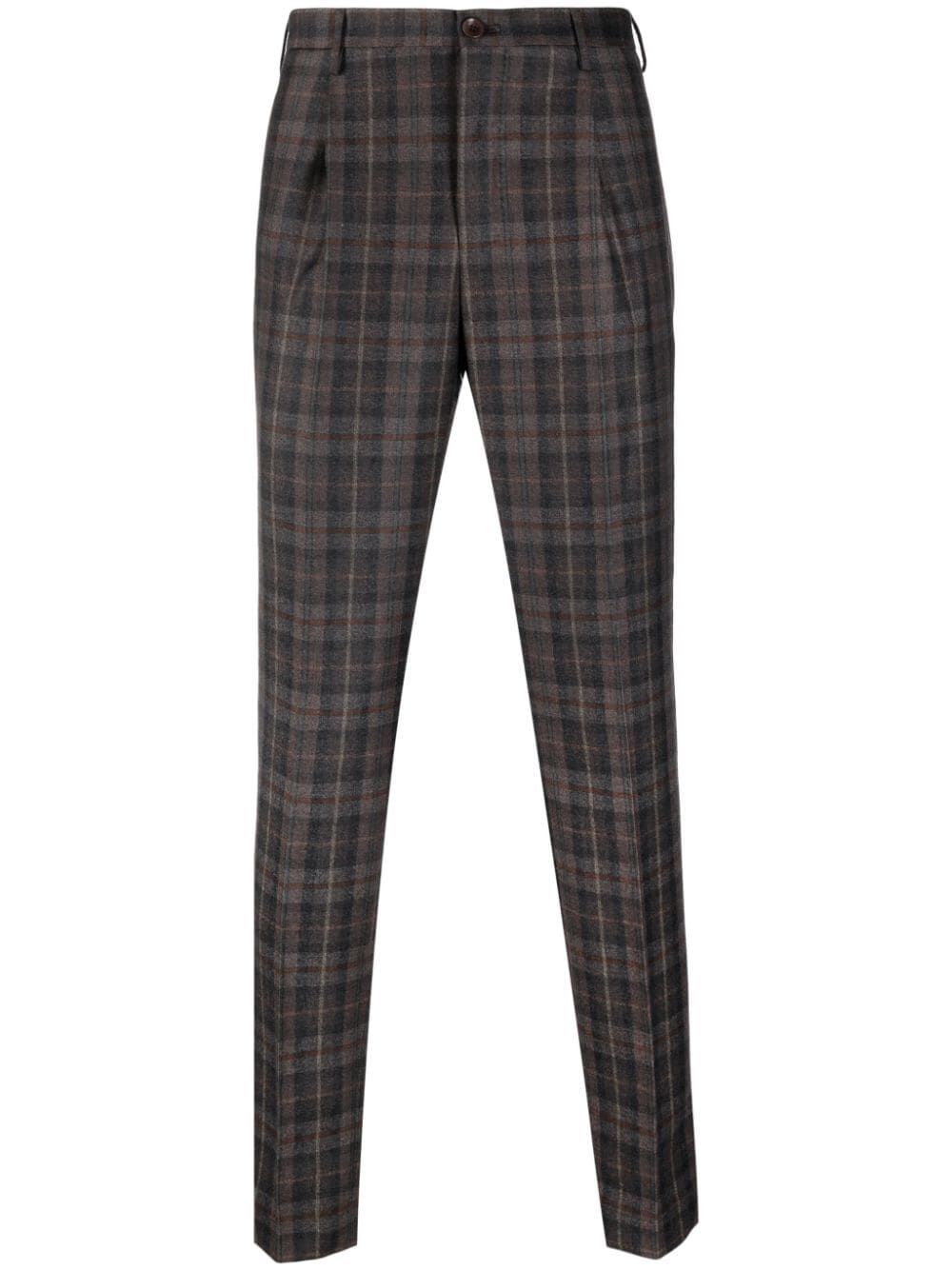 Shop Incotex Checked Trousers In Brown