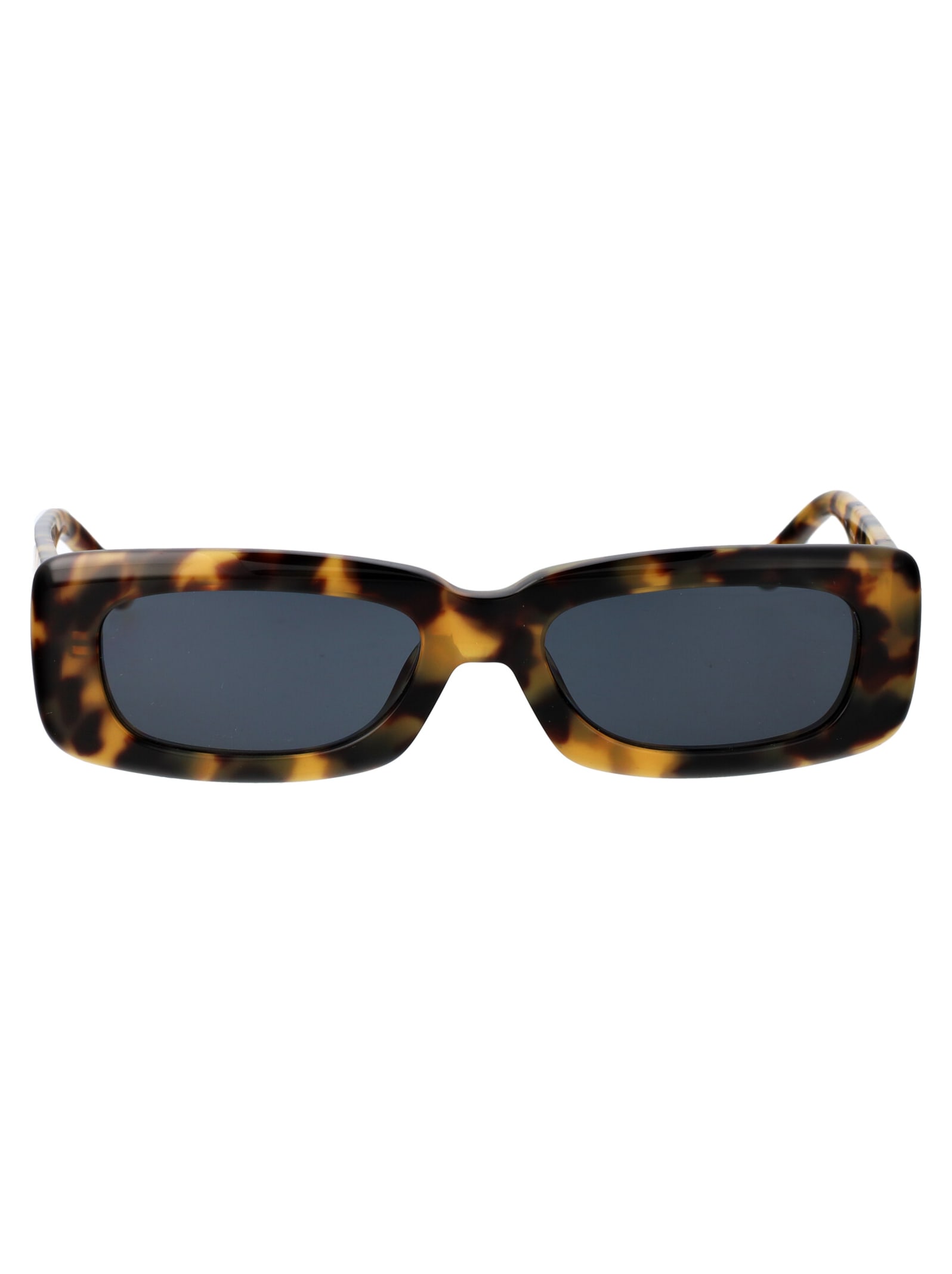 Shop Attico Mini Marfa Sunglasses In T-shell/gold/blue