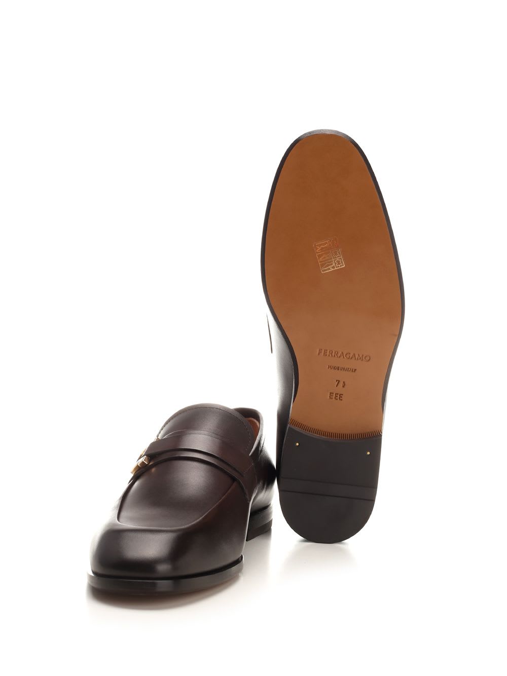 Shop Ferragamo Gancini Ornament Moccasin In Dark