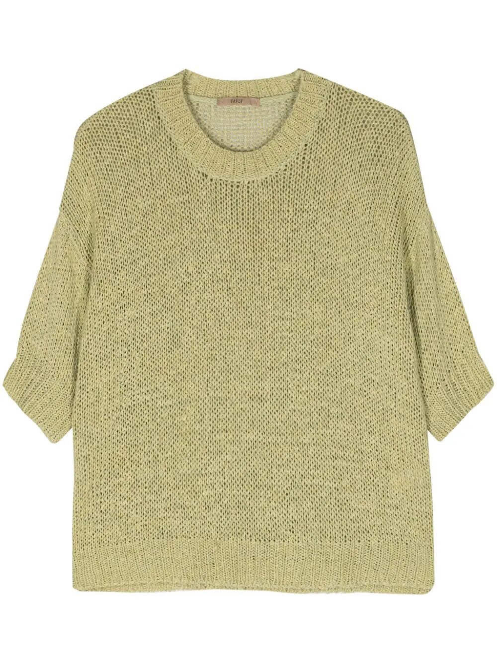 Shop Nuur Short Sleeves Round Neck Pullover In Pistachio