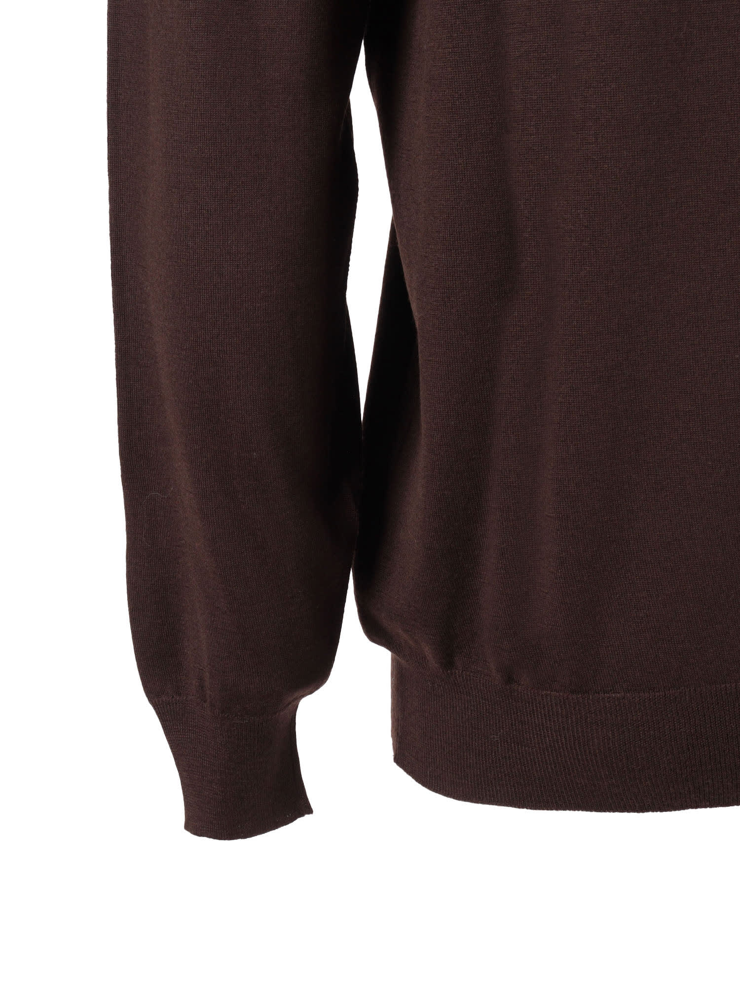 Fedeli Fitted V-neck Knitted Sweater In Brown