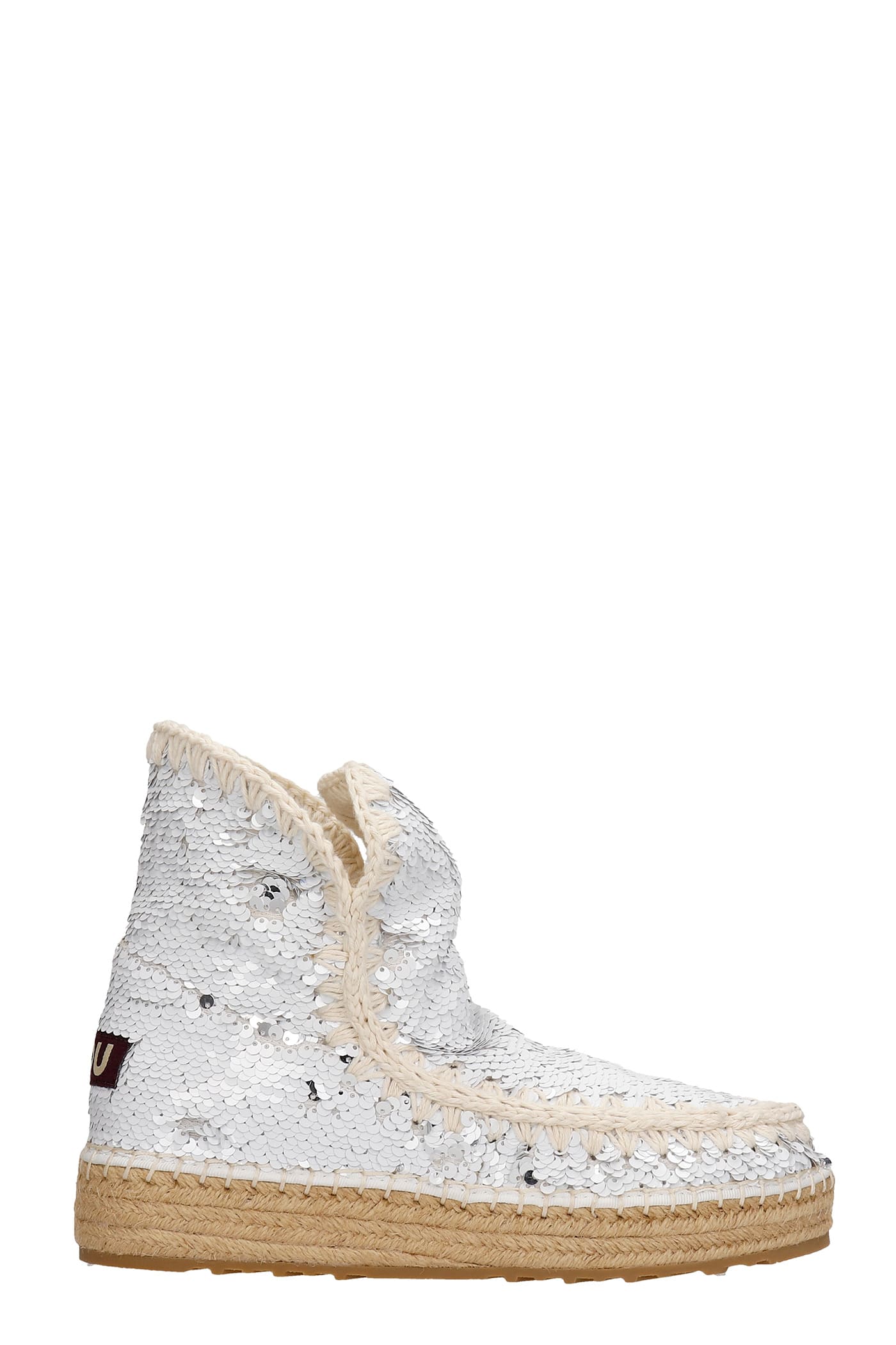 Mou Eskimo 18 Low Heels Ankle Boots In White Synthetic Fibers