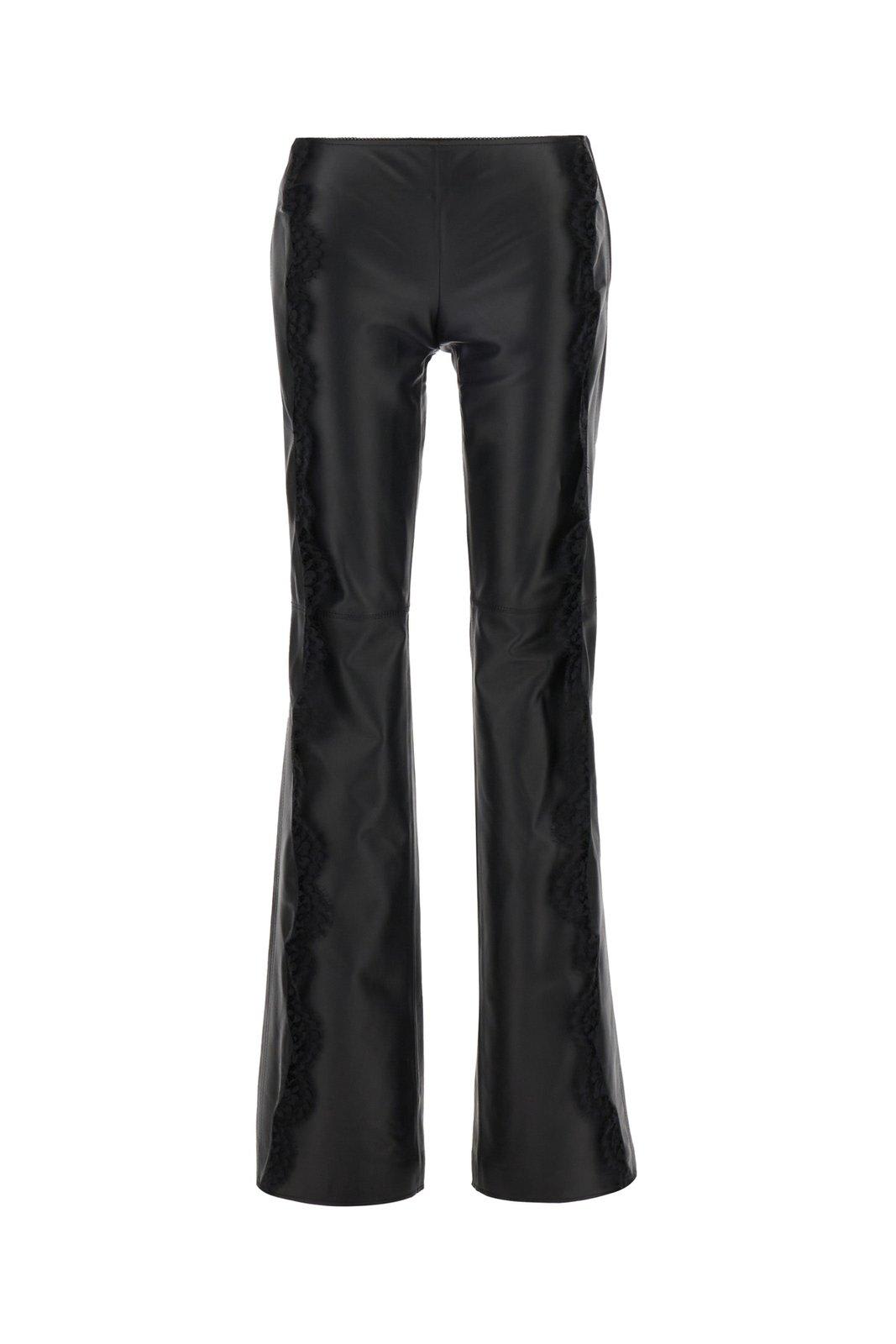 Shop Off-white Lace-trim Straight Leg Trousers In Black