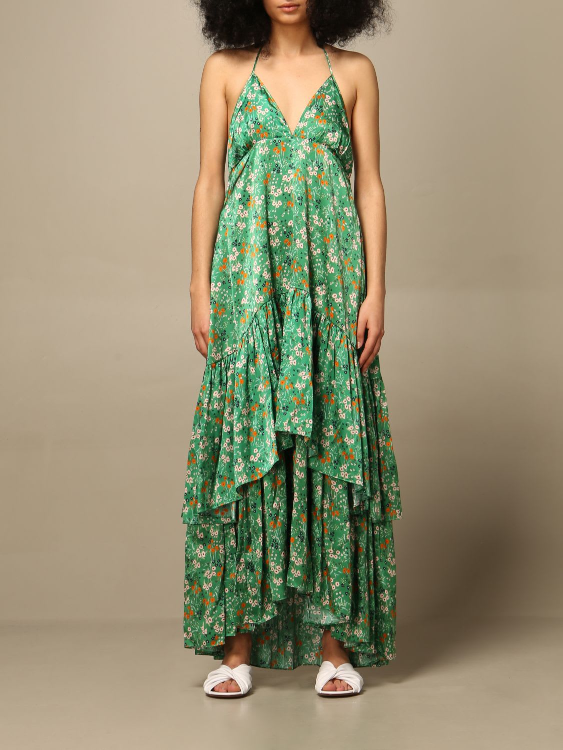 Lautre Chose Dress Lautre Chose Long Dress In Patterned Silk