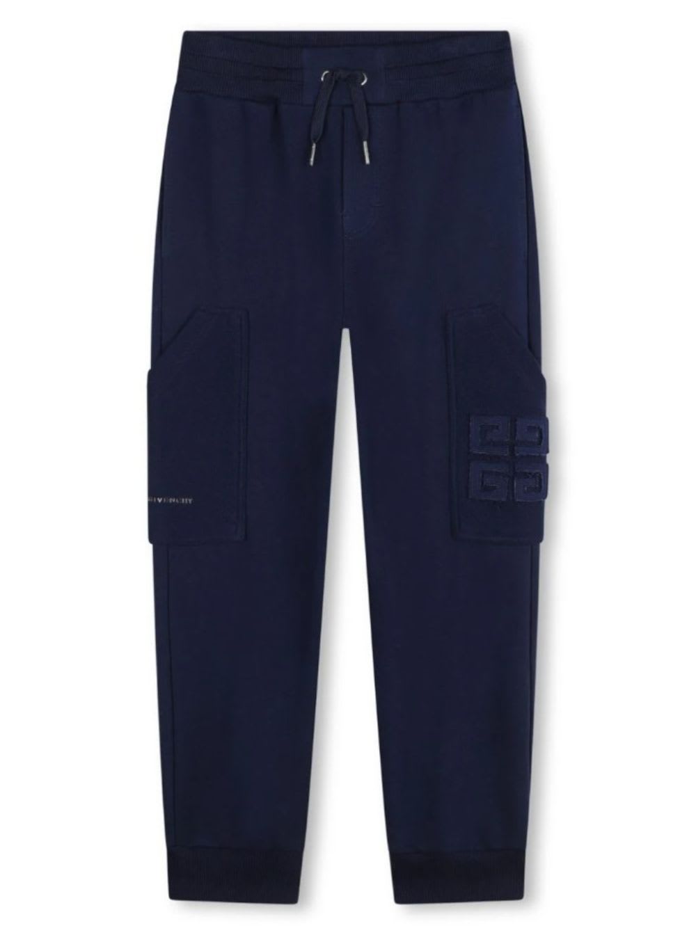 Shop Givenchy Blue Joggers Pants With 4g Detail In Cotton Boy