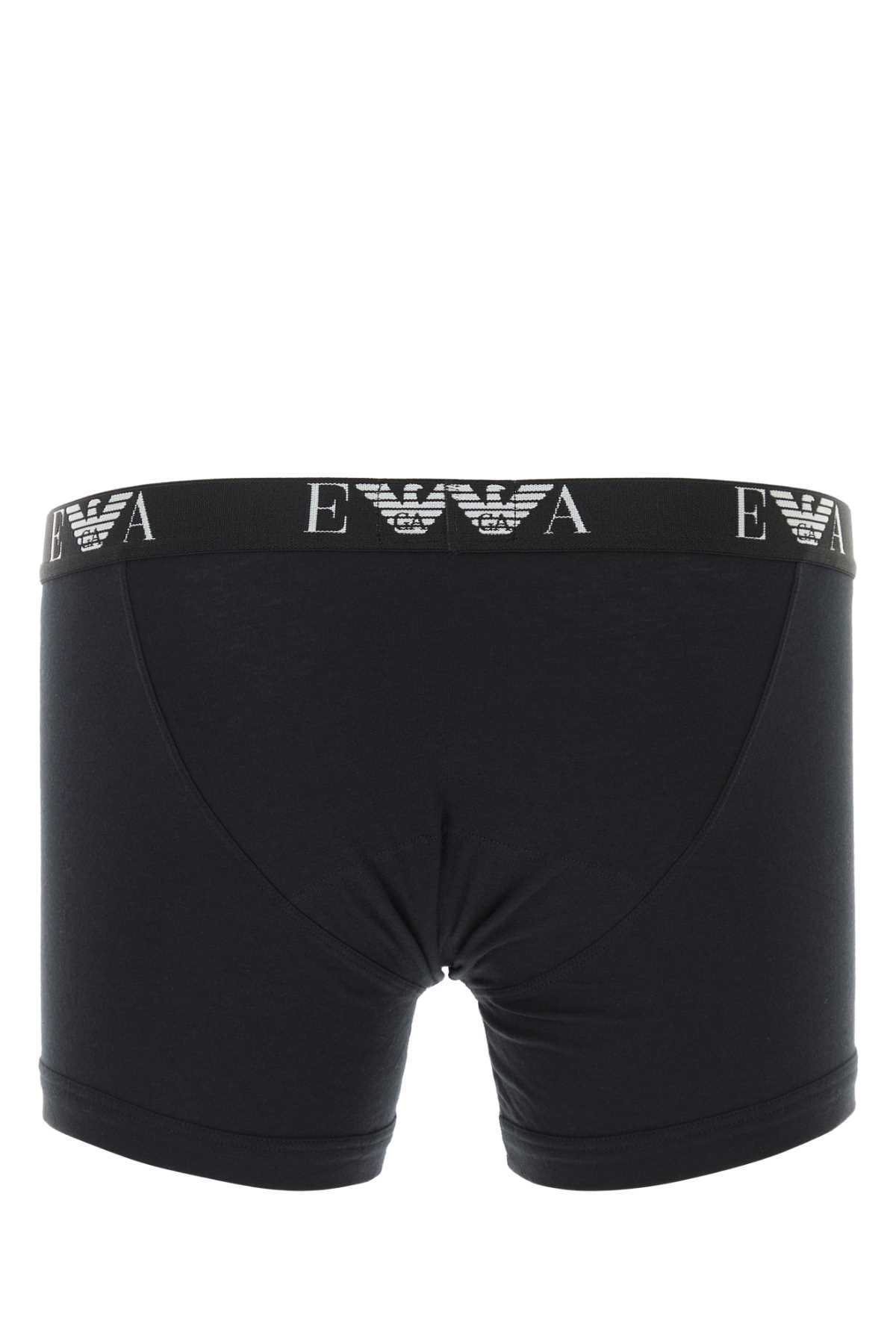 Emporio Armani Set Di Boxer In Cotone Nero Uomo In Black
