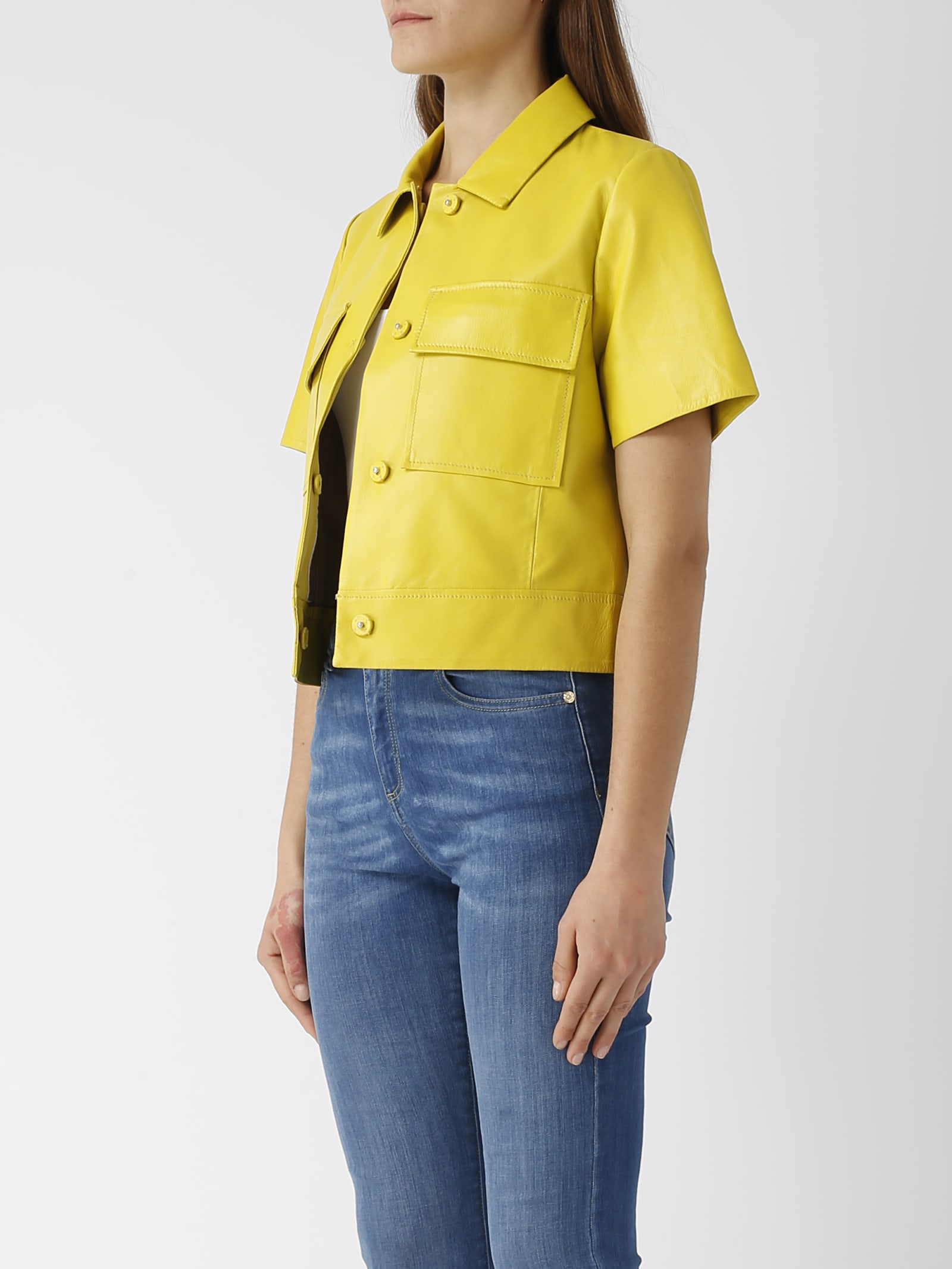 Shop The Jackie Leather Capri Leather Jacket In Giallo