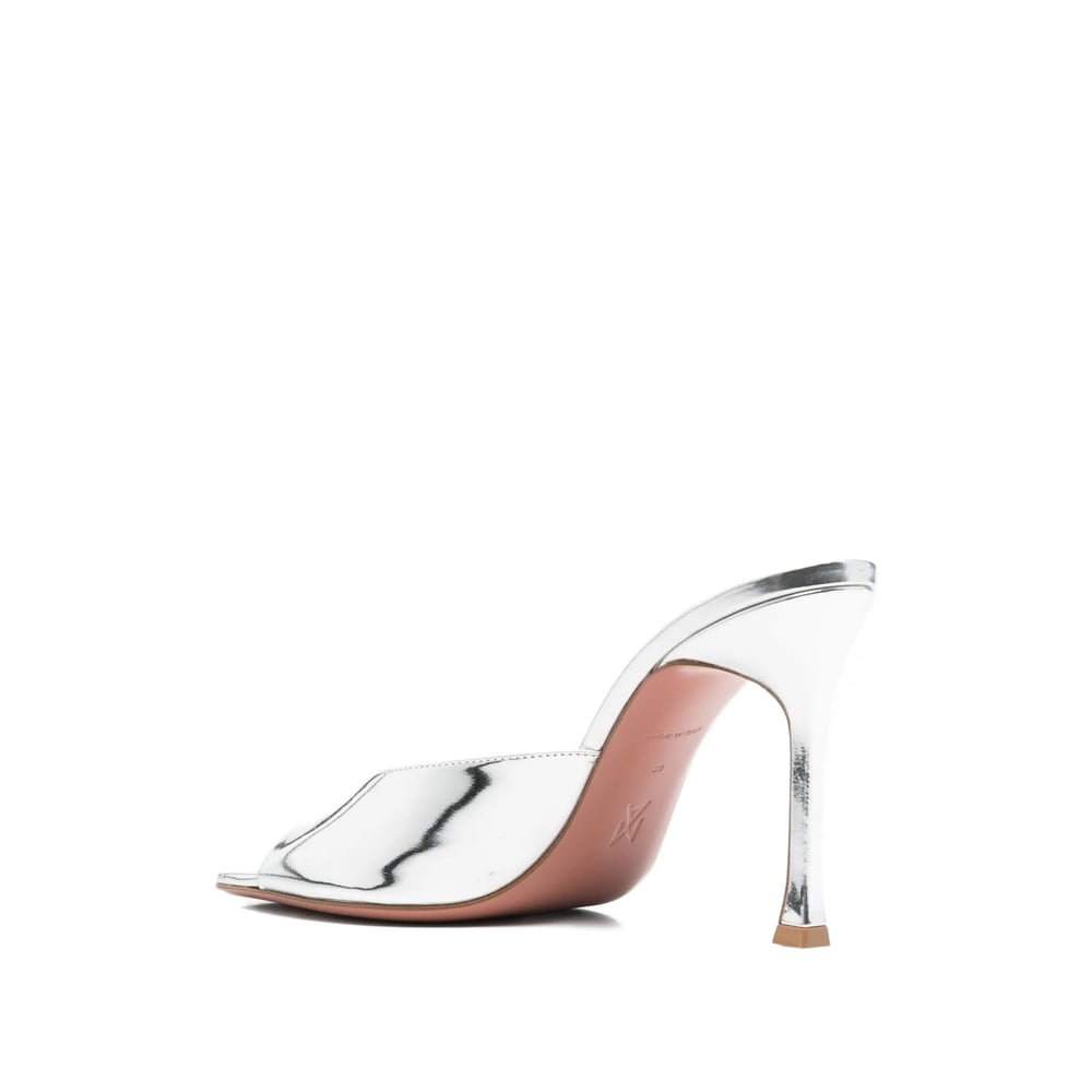 Amina Muaddi Alexa Open Toe Square Sandals In Metallic